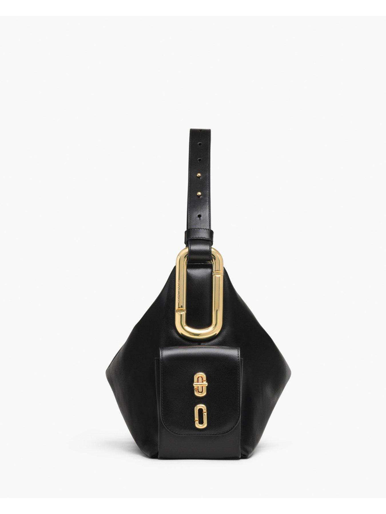 Image 5 of 5 of MARC JACOBS Womens Slouchy Zip-Top Gold Hardware Shoulder Bag - Black