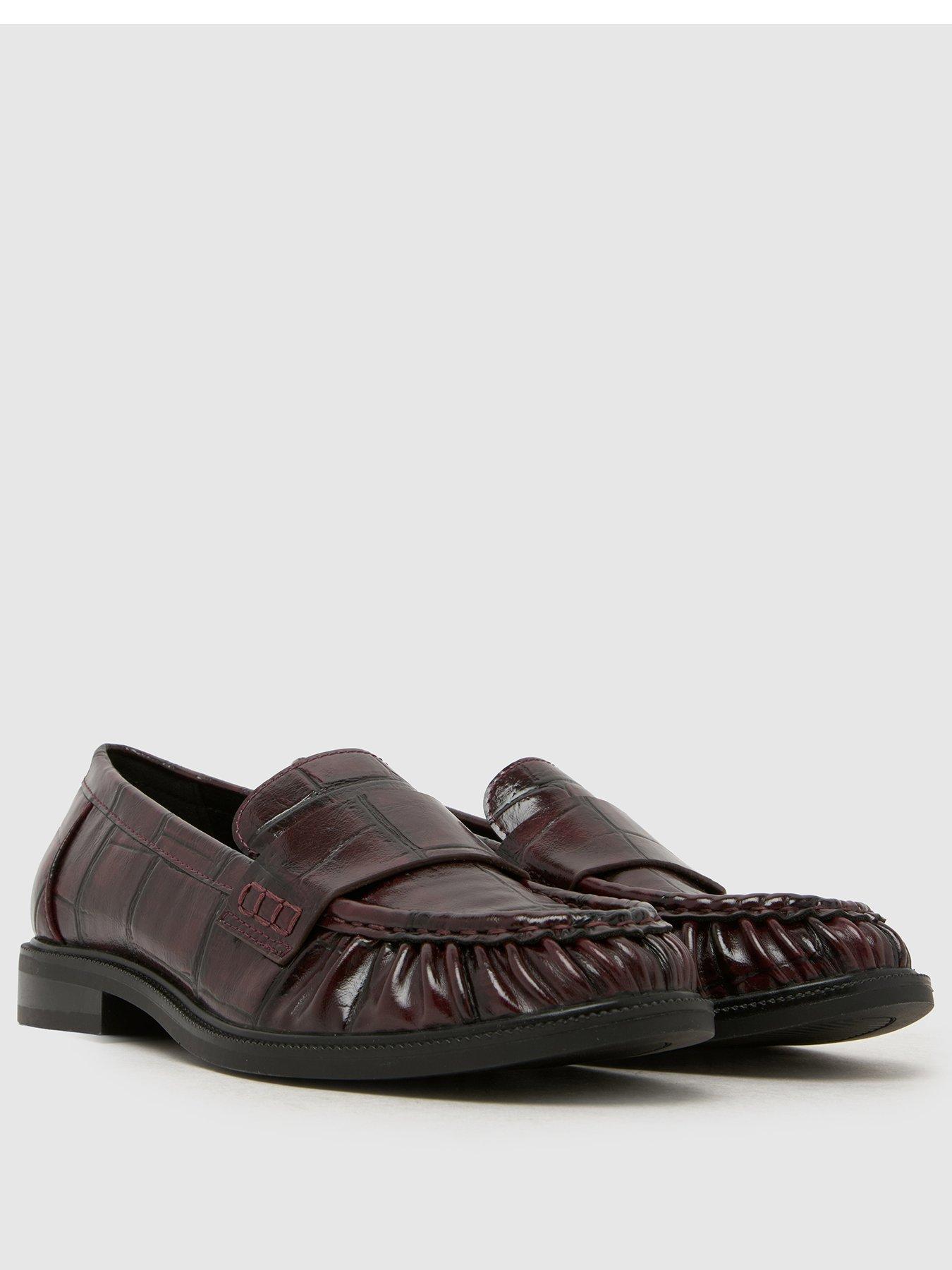 Image 2 of 4 of Schuh Lotion Ruched Loafers - Red