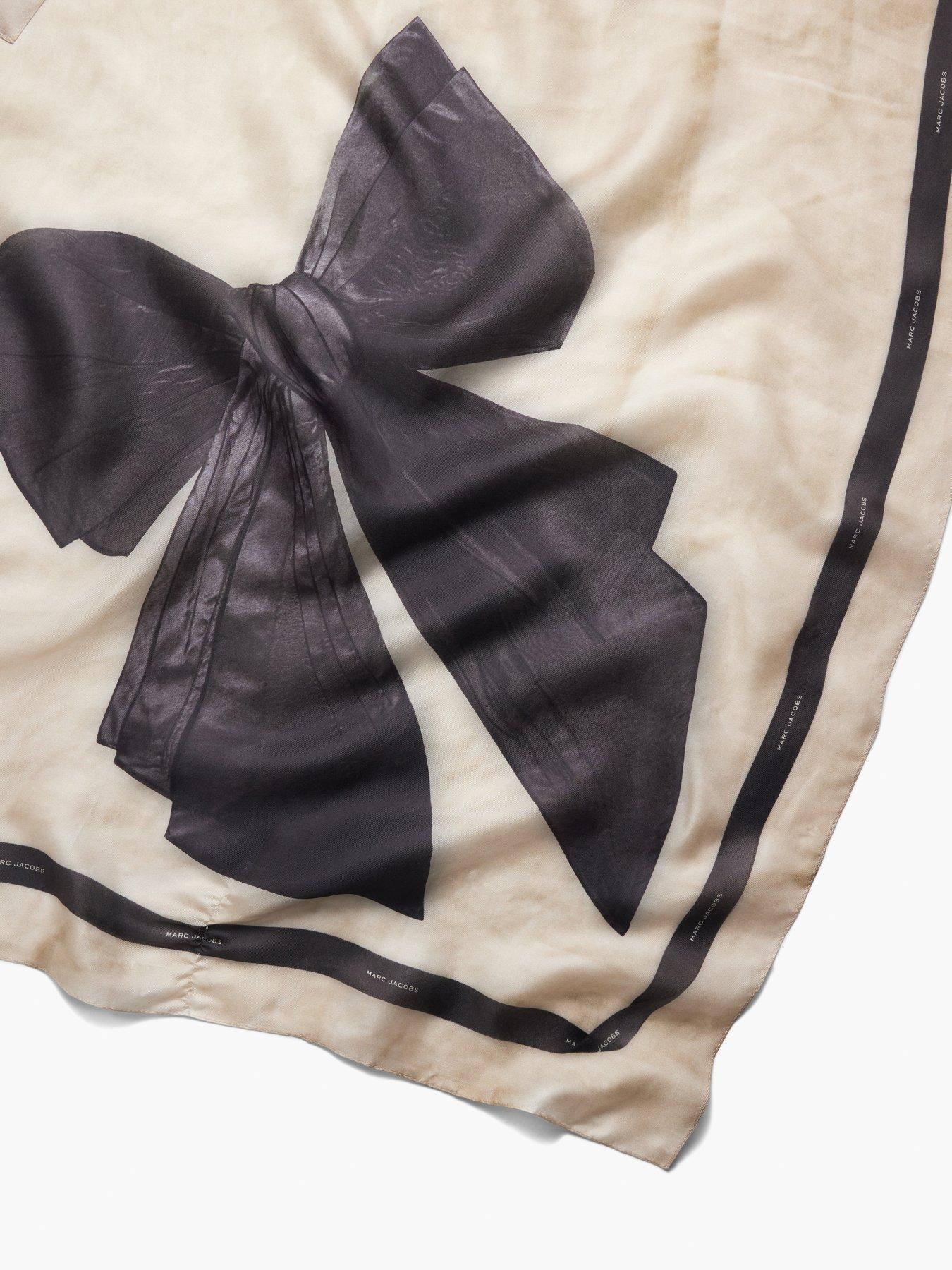 Image 3 of 3 of MARC JACOBS Bow Silk Scarf - White