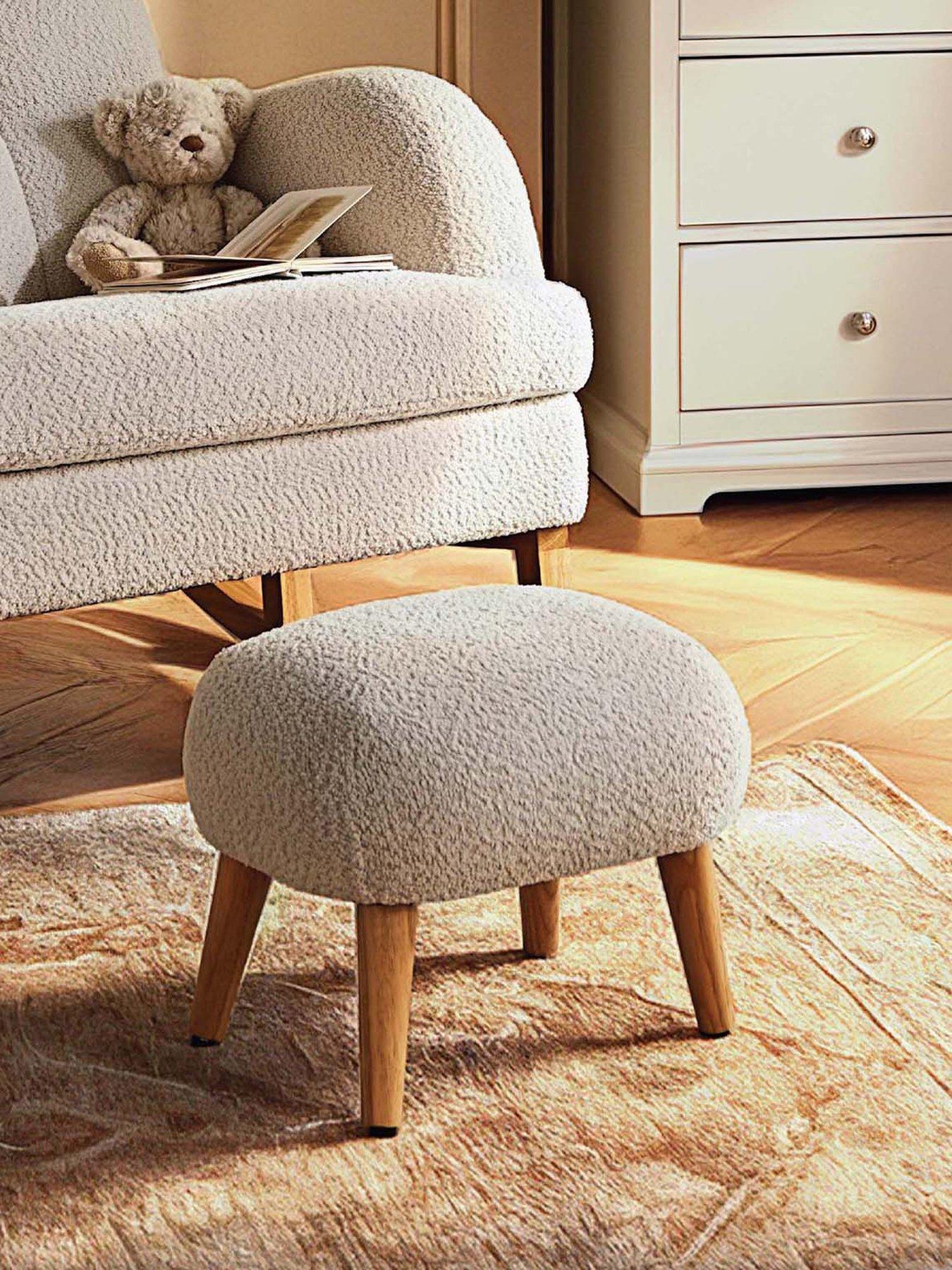 Image 1 of 4 of CuddleCo Etta Foot Stool - Boucle Mushroom