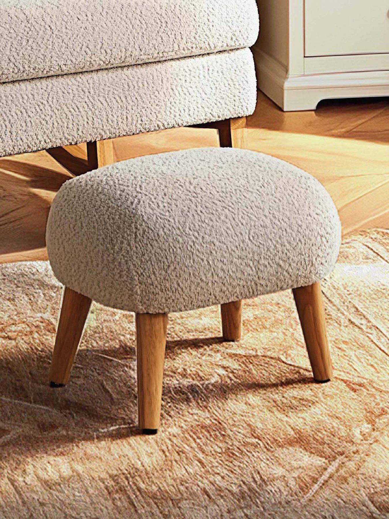 Image 3 of 4 of CuddleCo Etta Foot Stool - Boucle Mushroom