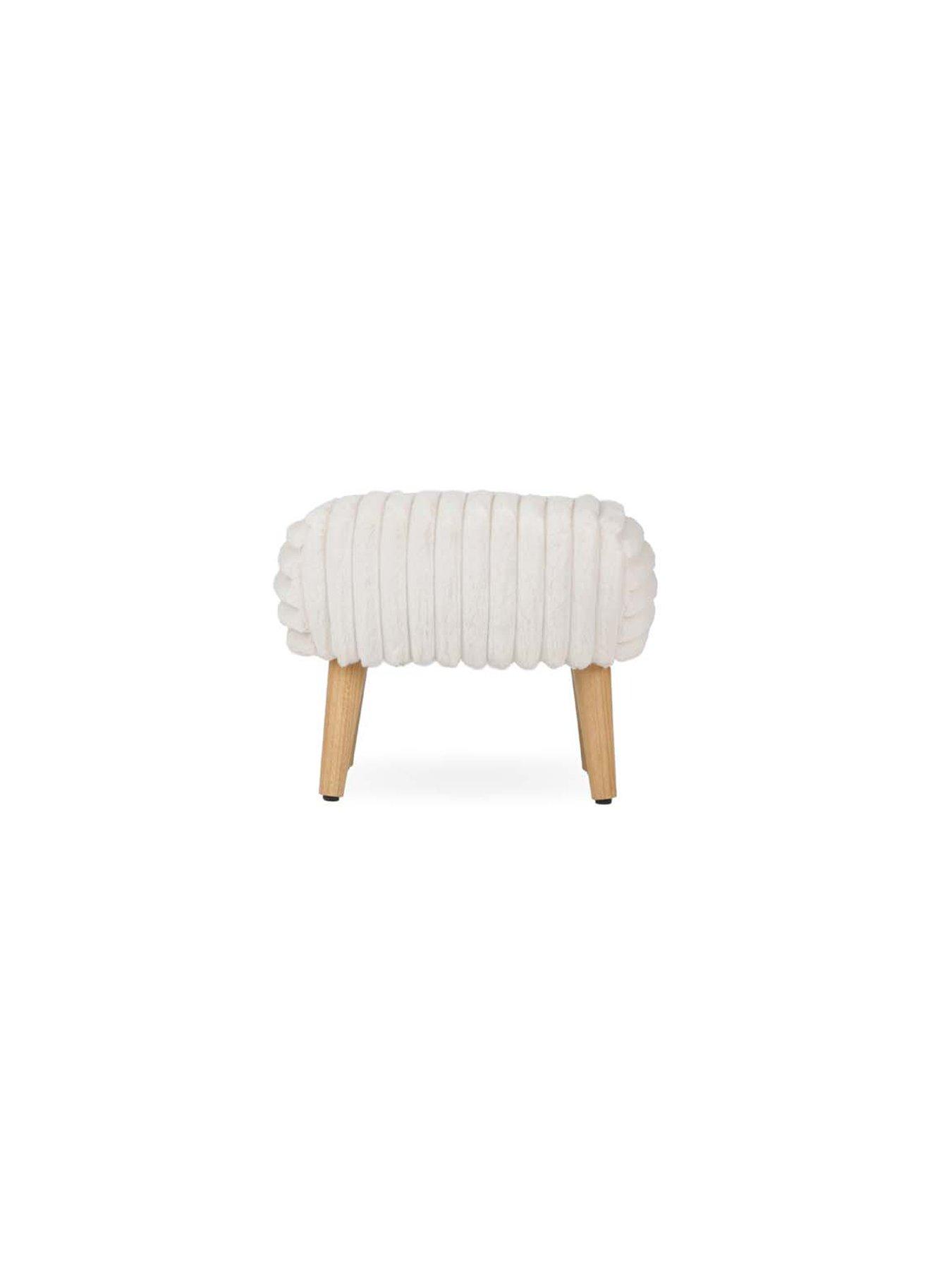 Image 1 of 3 of CuddleCo Etta Foot Stool - Cream Faux Fur