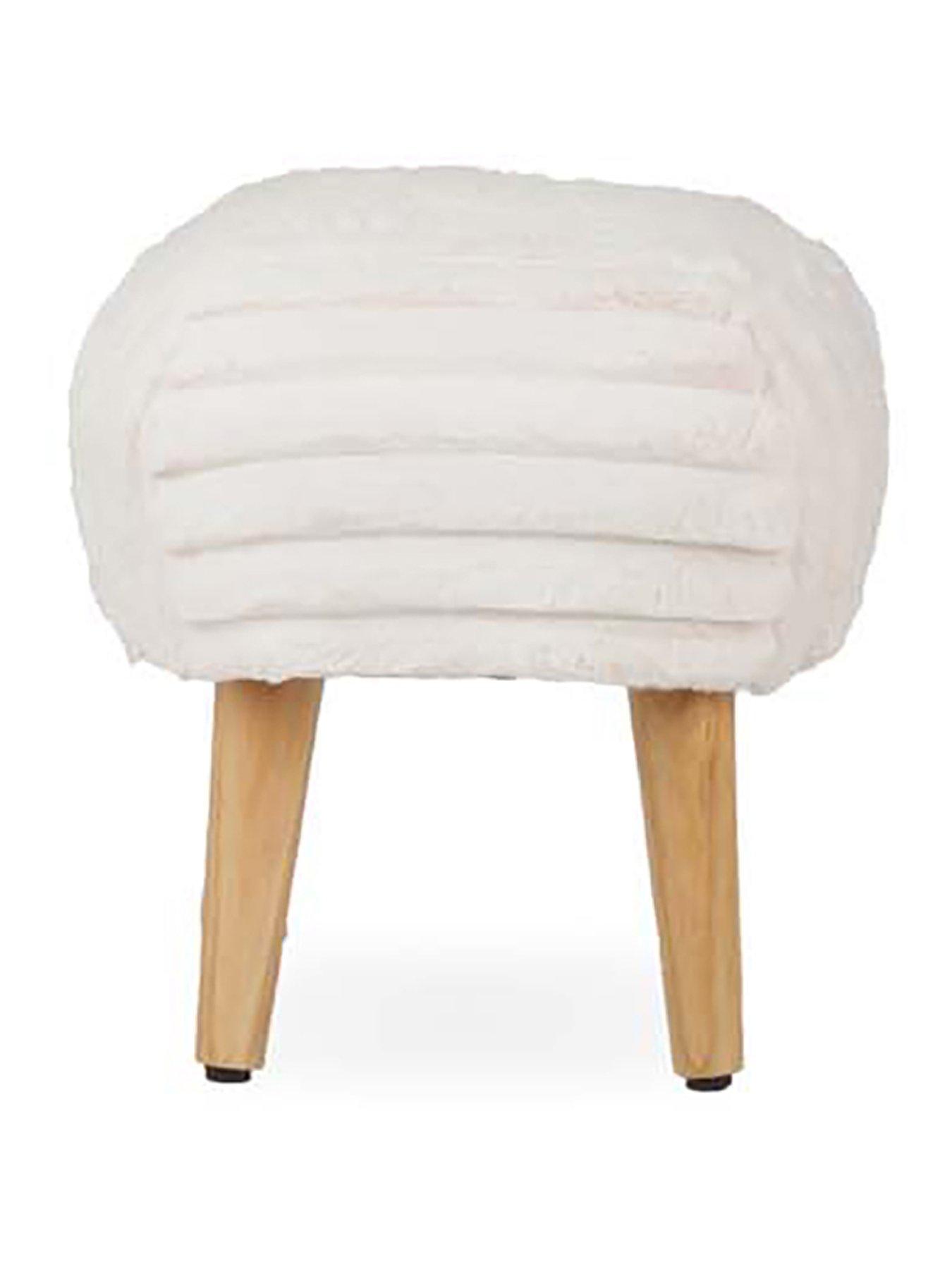 Image 2 of 3 of CuddleCo Etta Foot Stool - Cream Faux Fur