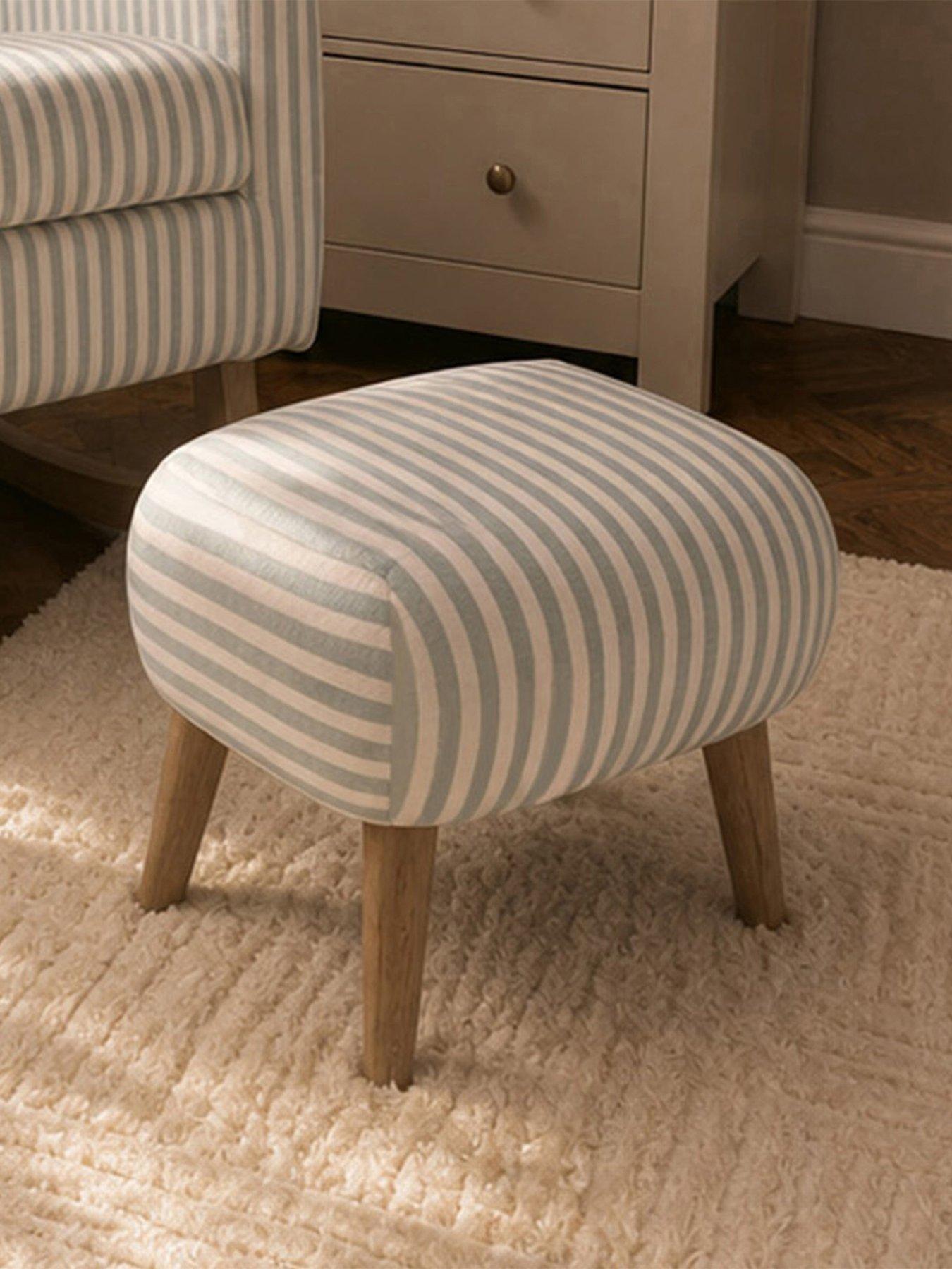 Image 1 of 6 of CuddleCo Etta Foot Stool - Sea Salt Stripe