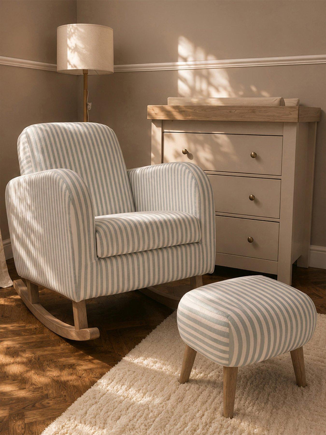 Image 1 of 7 of CuddleCo Etta Nursing Chair & Foot Stool - Sea Salt Stripe