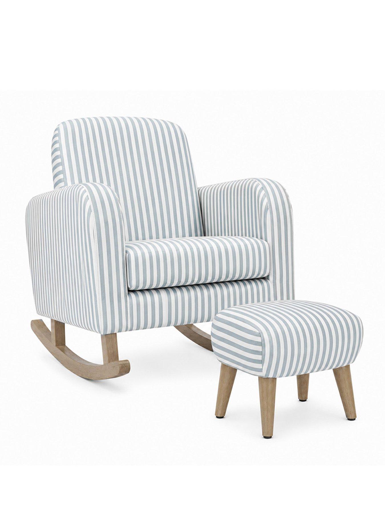Image 2 of 7 of CuddleCo Etta Nursing Chair & Foot Stool - Sea Salt Stripe