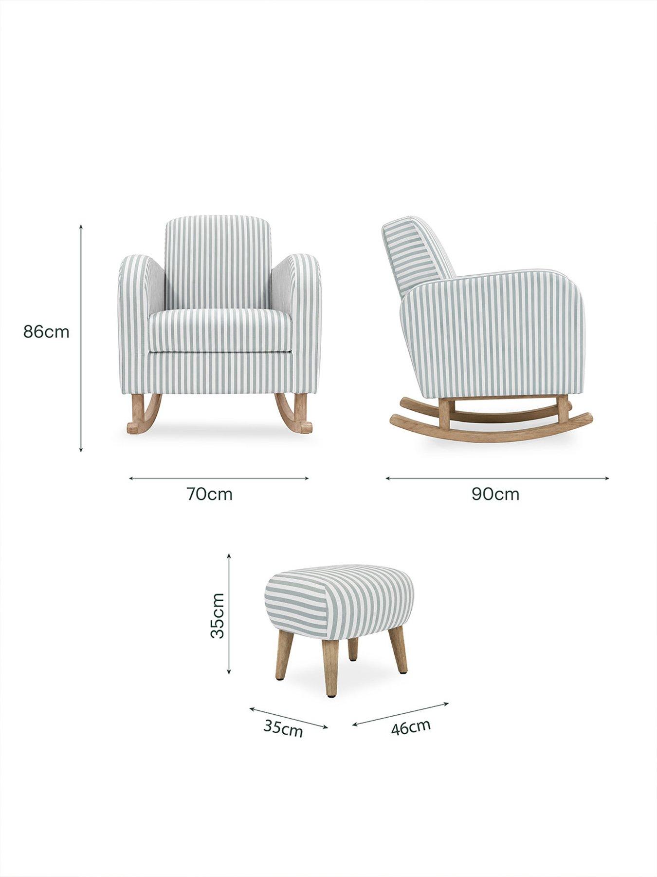 Image 6 of 7 of CuddleCo Etta Nursing Chair & Foot Stool - Sea Salt Stripe
