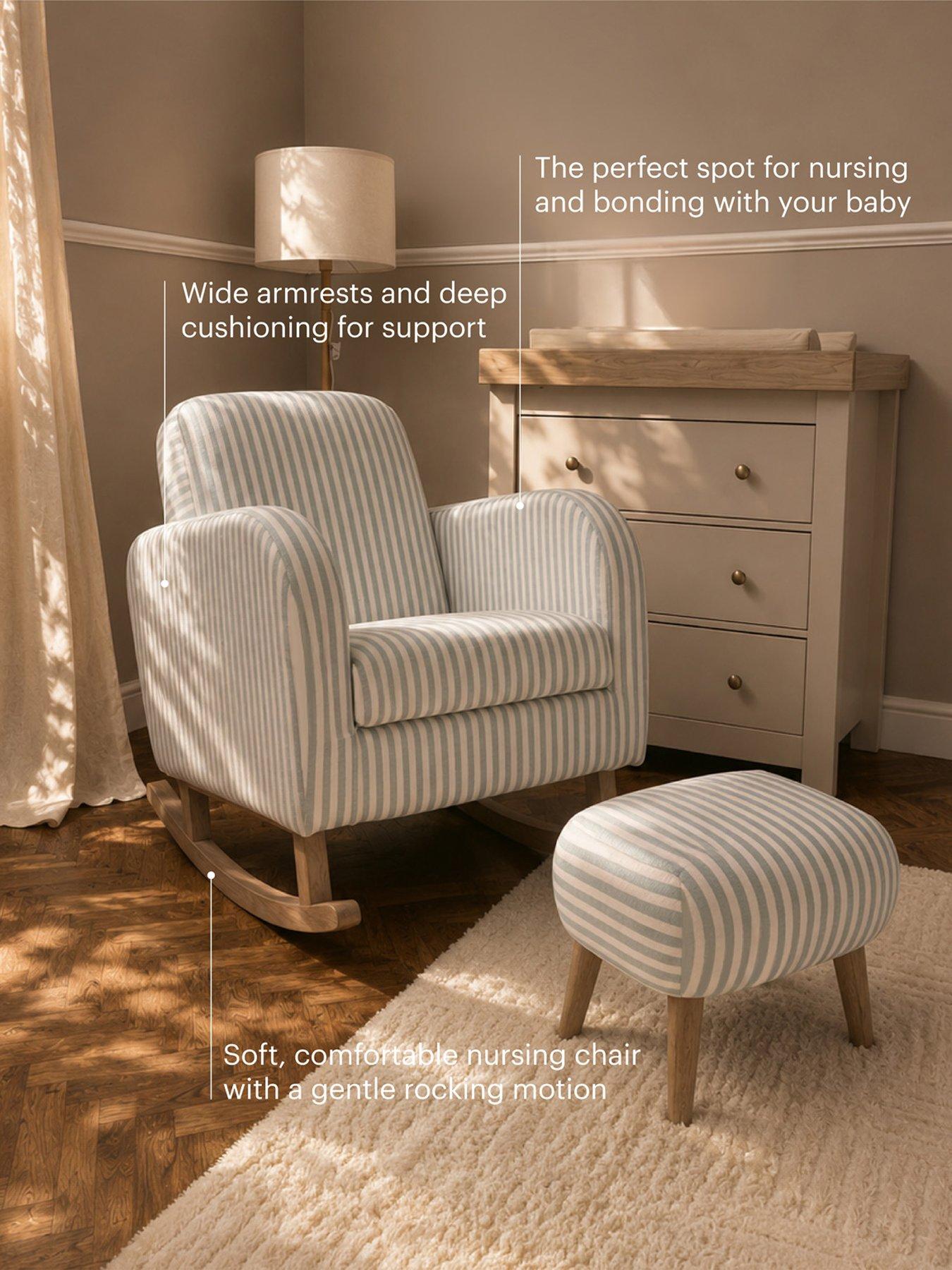 Image 7 of 7 of CuddleCo Etta Nursing Chair & Foot Stool - Sea Salt Stripe