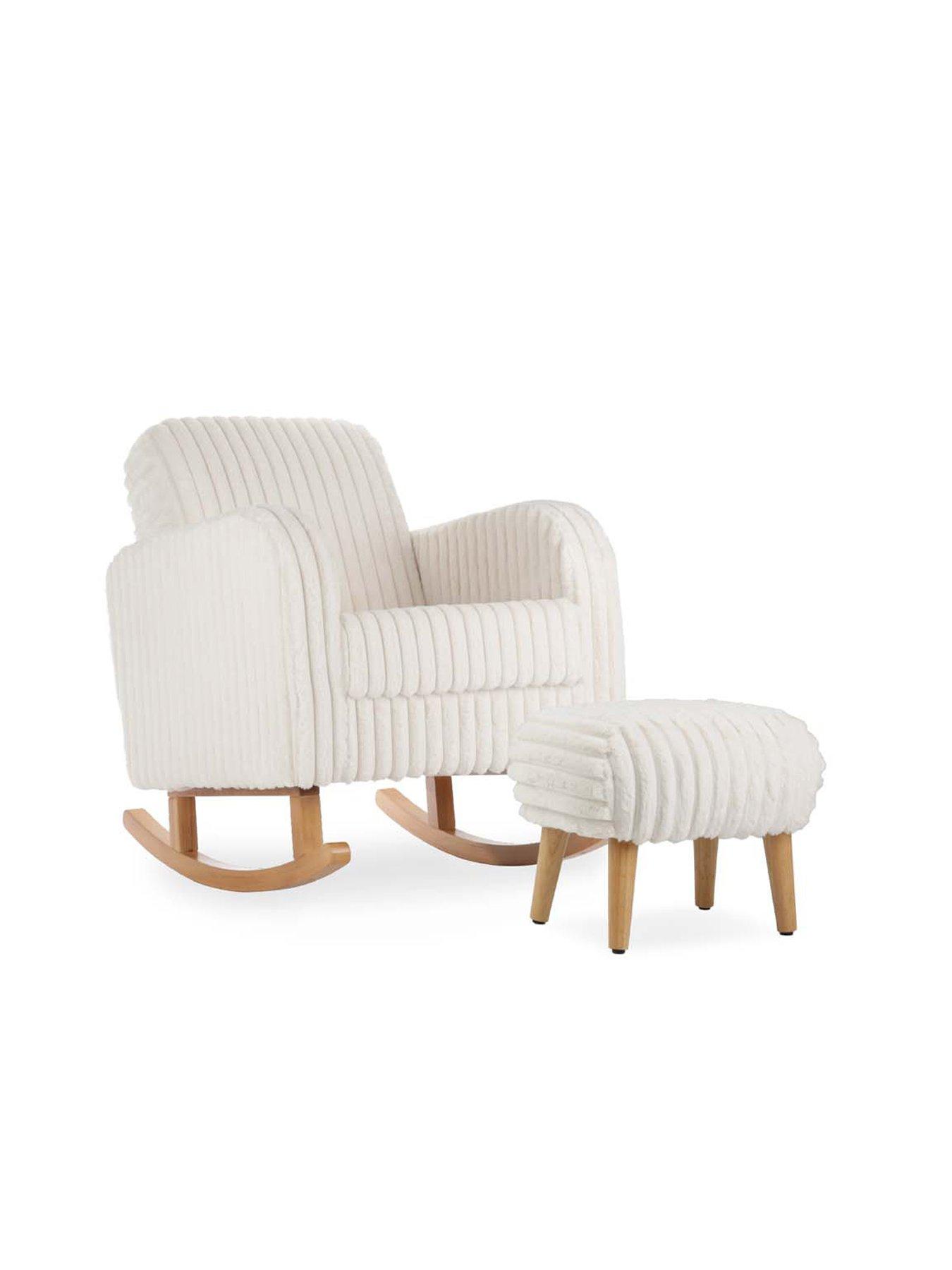Image 1 of 3 of CuddleCo Etta Nursing Chair & Foot Stool - Cream Faux Fur