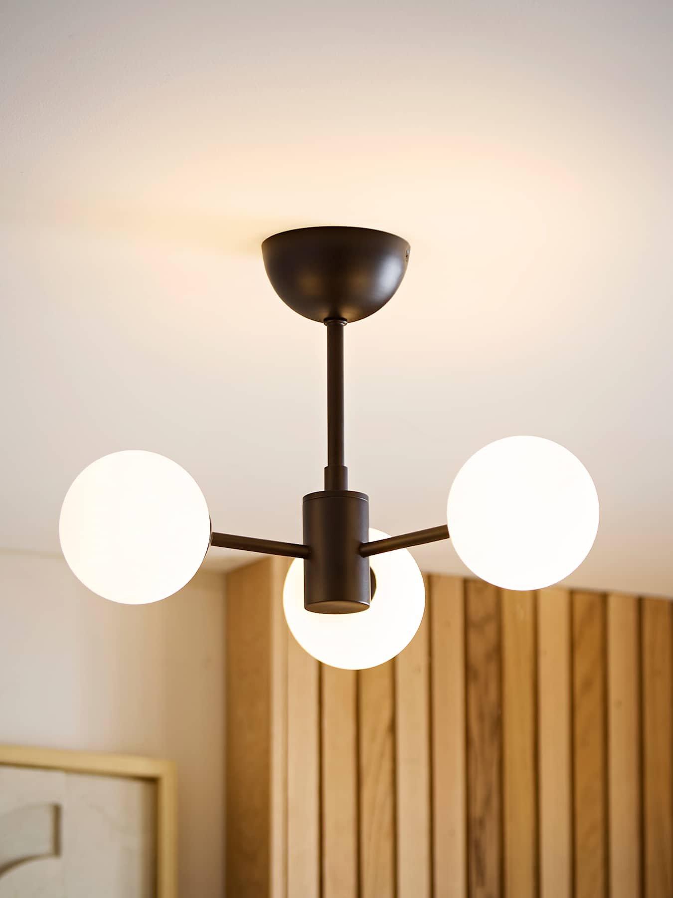 Image 1 of 6 of ValueLights Marlow Matte Black Multi Arm Ceiling Light and Warm White Bulb