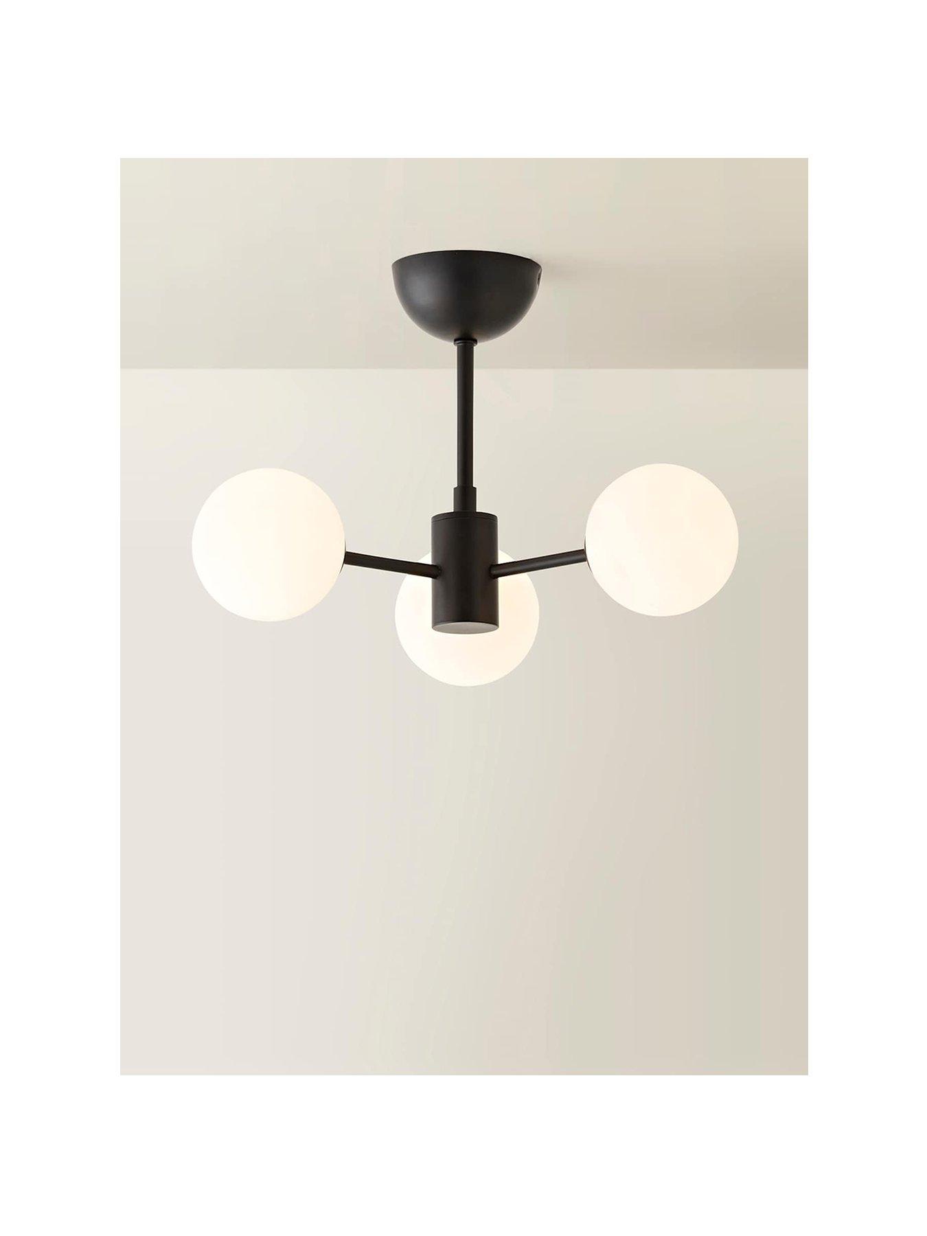 Image 2 of 6 of ValueLights Marlow Matte Black Multi Arm Ceiling Light and Warm White Bulb