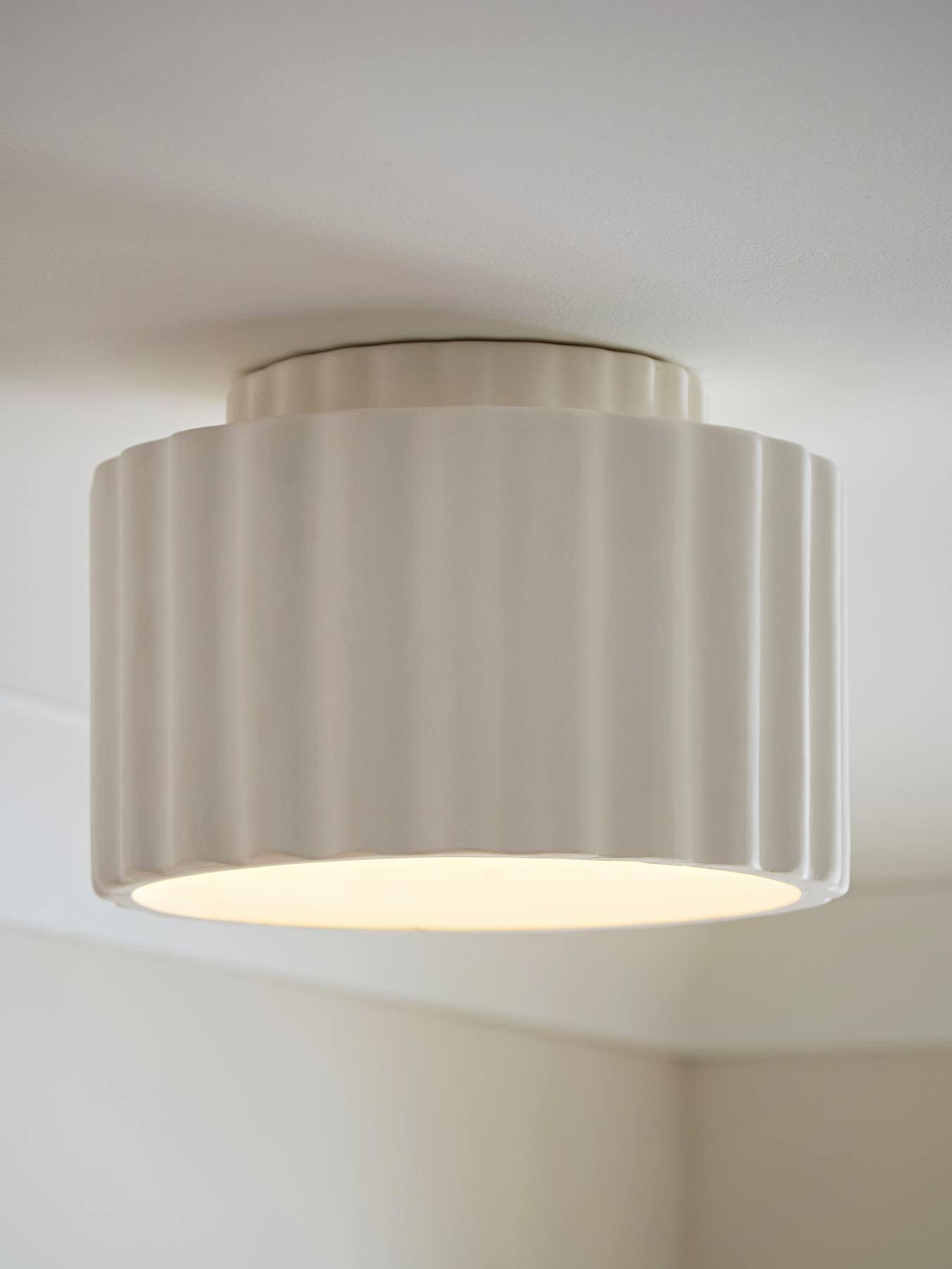 ValueLights Pablo Paint Me Ribbed Flush Ceiling Light and Warm White Bulb