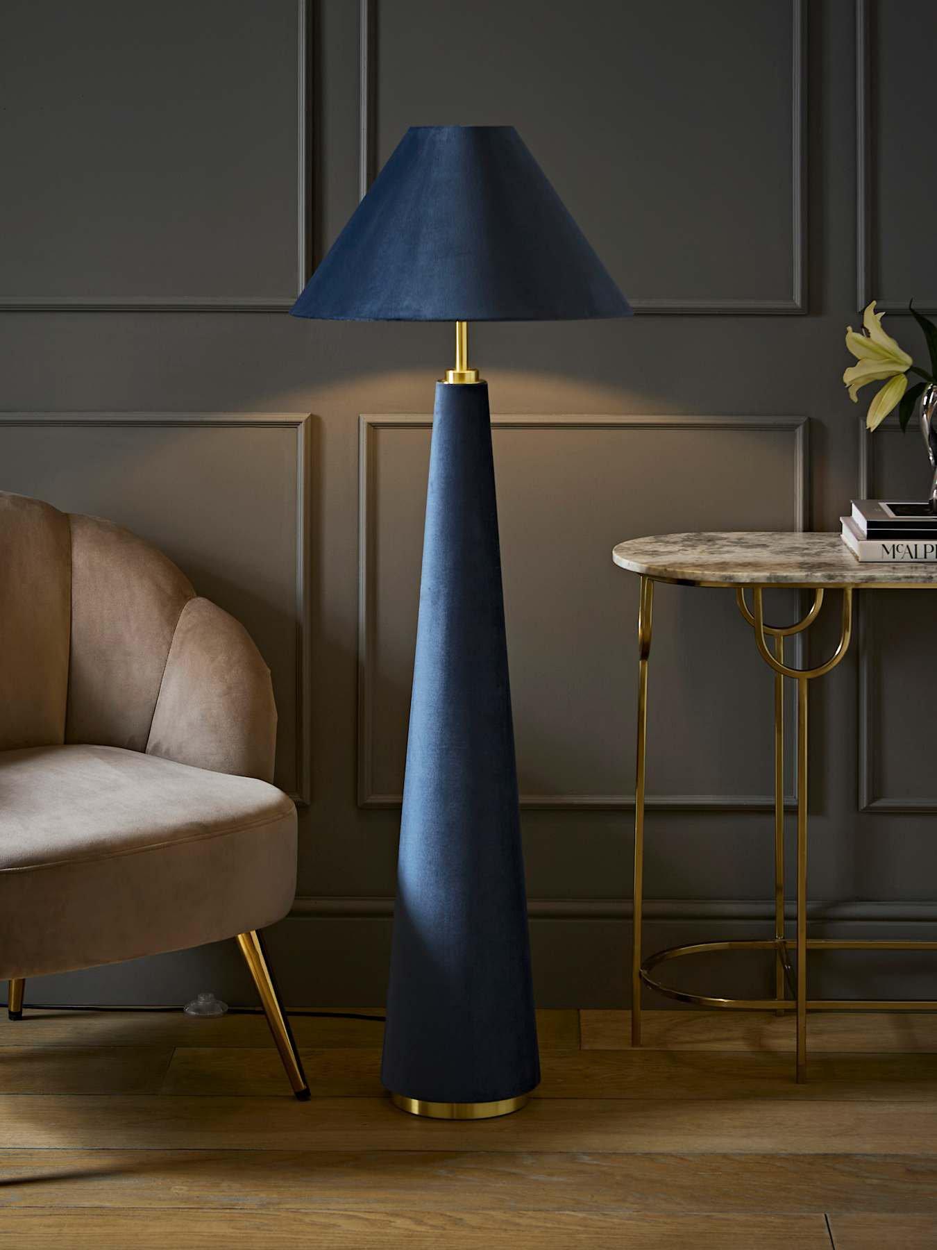 ValueLights Martha Denim Blue Floor Lamp and Warm White Bulb
