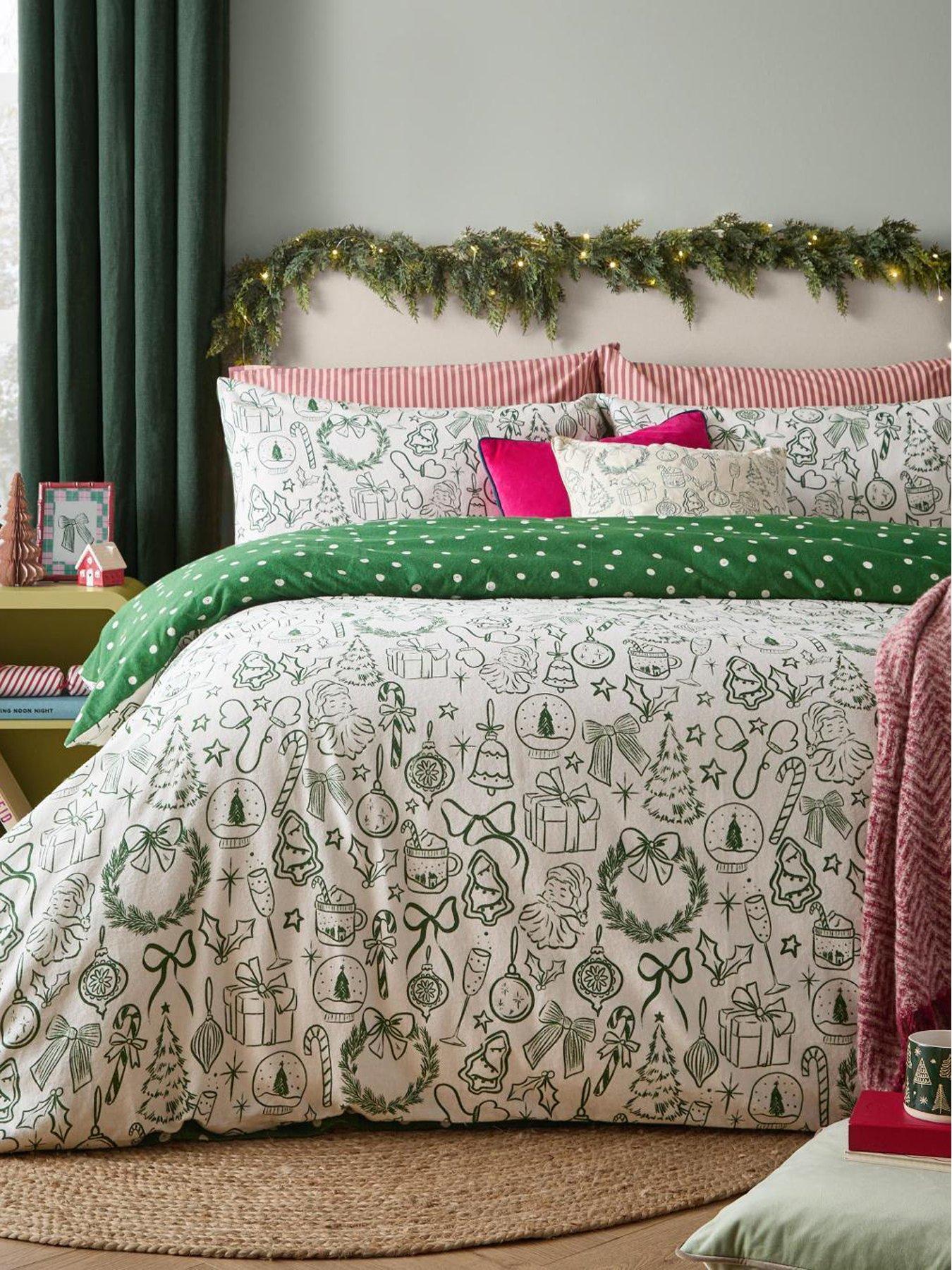 Image 1 of 4 of Furn Merry Christmas King Duvet Set Oat/green