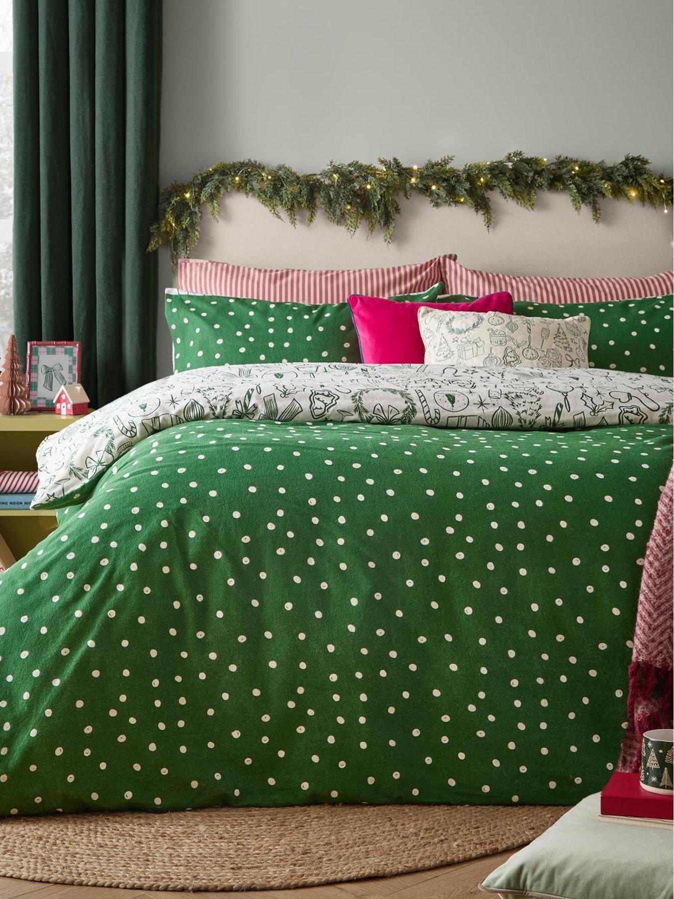 Image 3 of 4 of Furn Merry Christmas King Duvet Set Oat/green