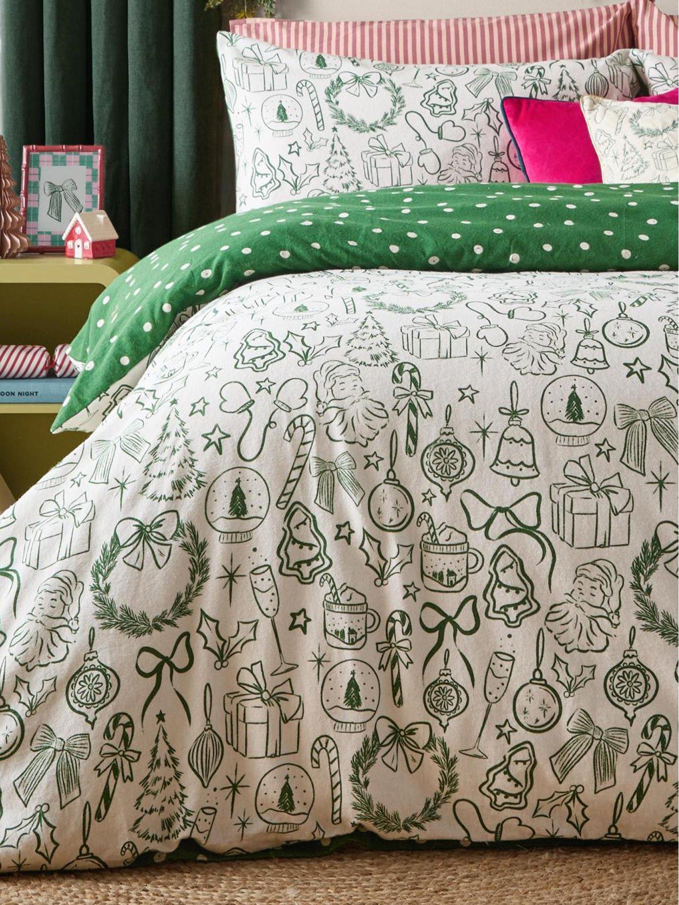 Image 4 of 4 of Furn Merry Christmas King Duvet Set Oat/green