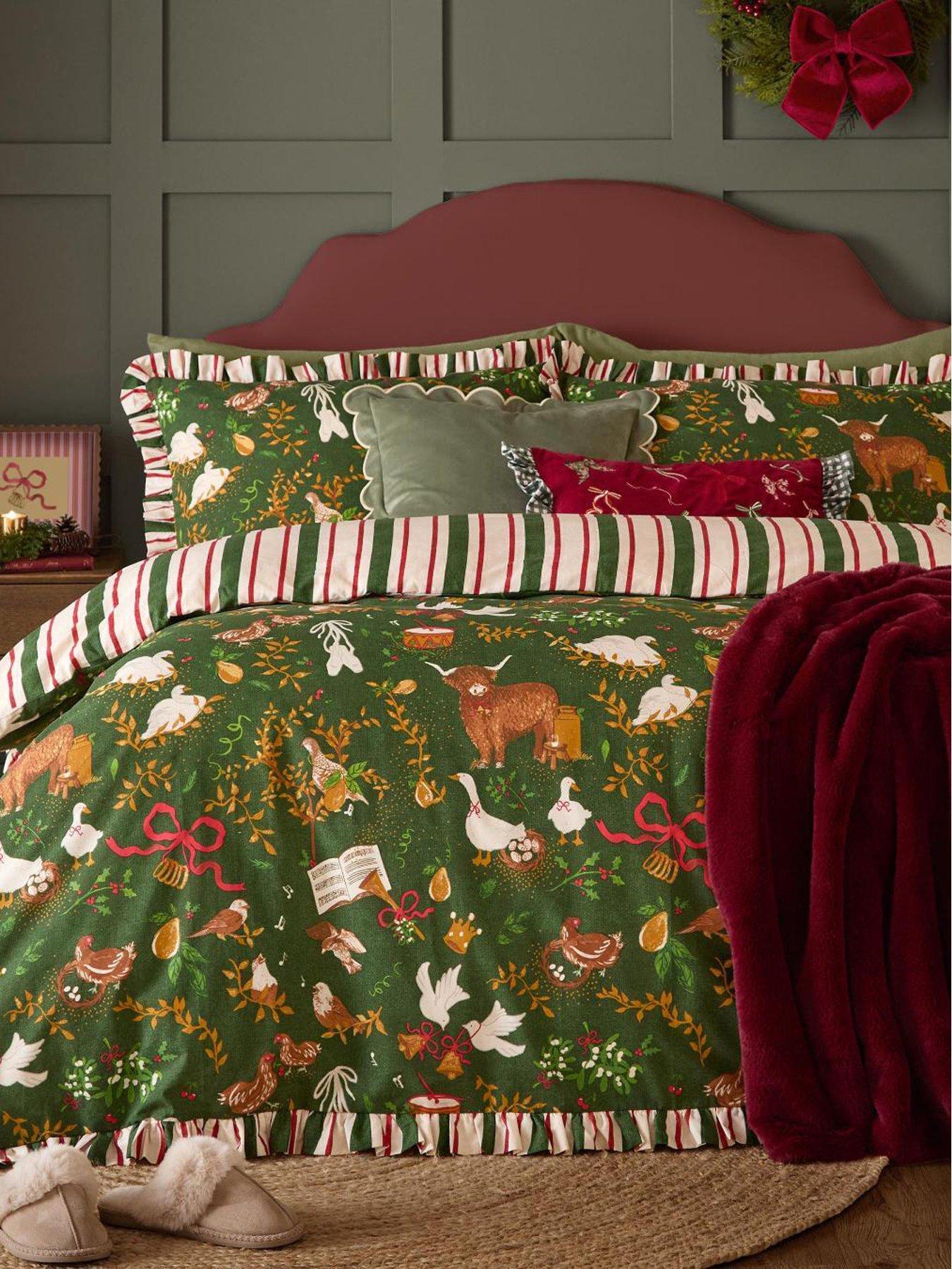 Furn Twelve Days Frill Single Duvet Set Green