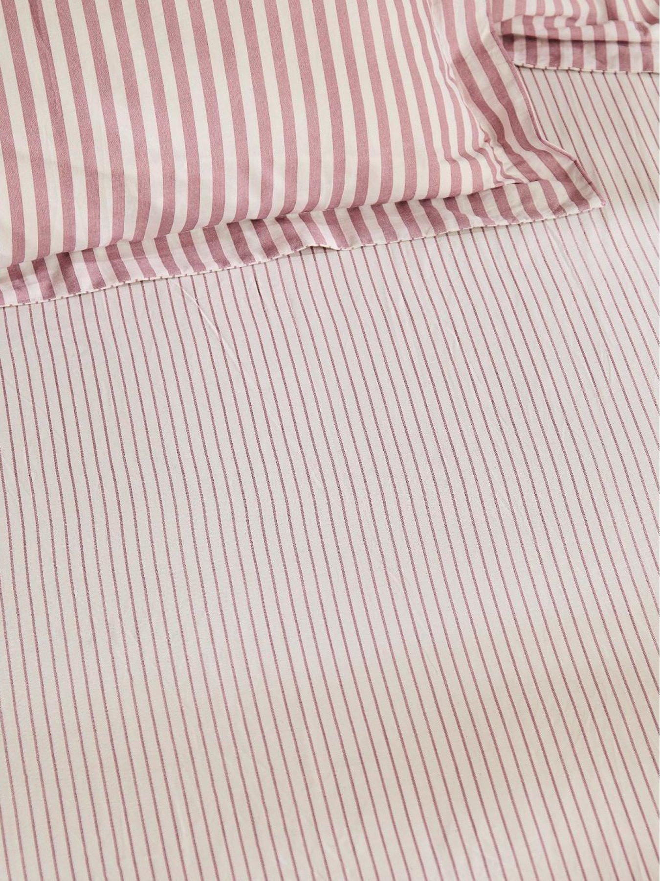 Yard Hebden/barton Double Narrow Stripe Fitted Sheet Rosewood