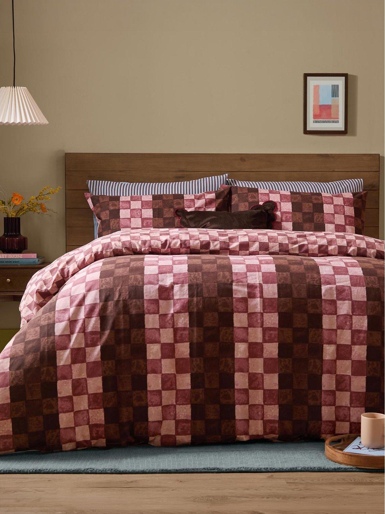 Image 1 of 4 of Furn Huxley Duvet Set Chocolate &amp; Blush