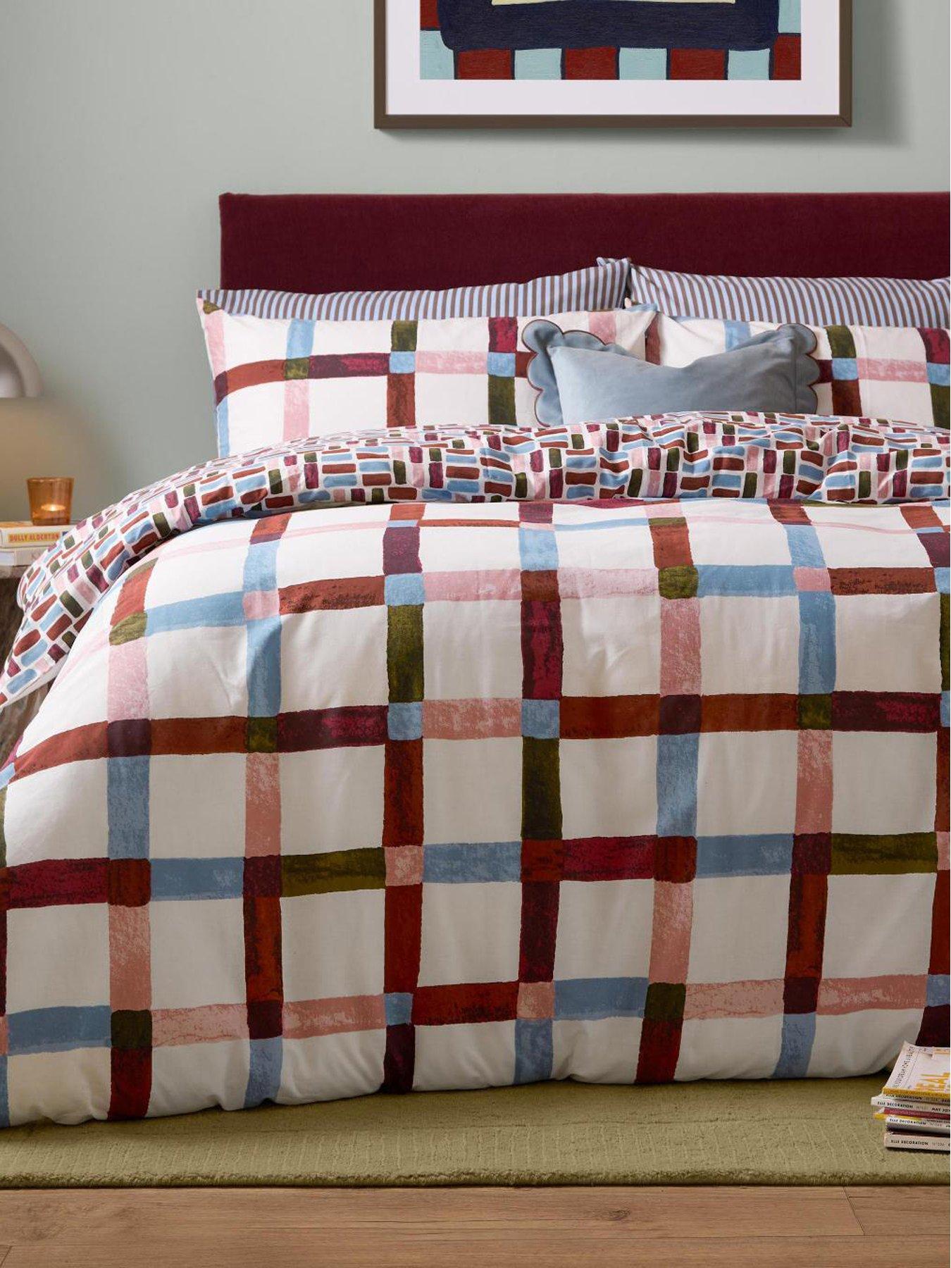 Image 1 of 4 of Furn Selvan Duvet Set Oatmilk &amp; Burgundy