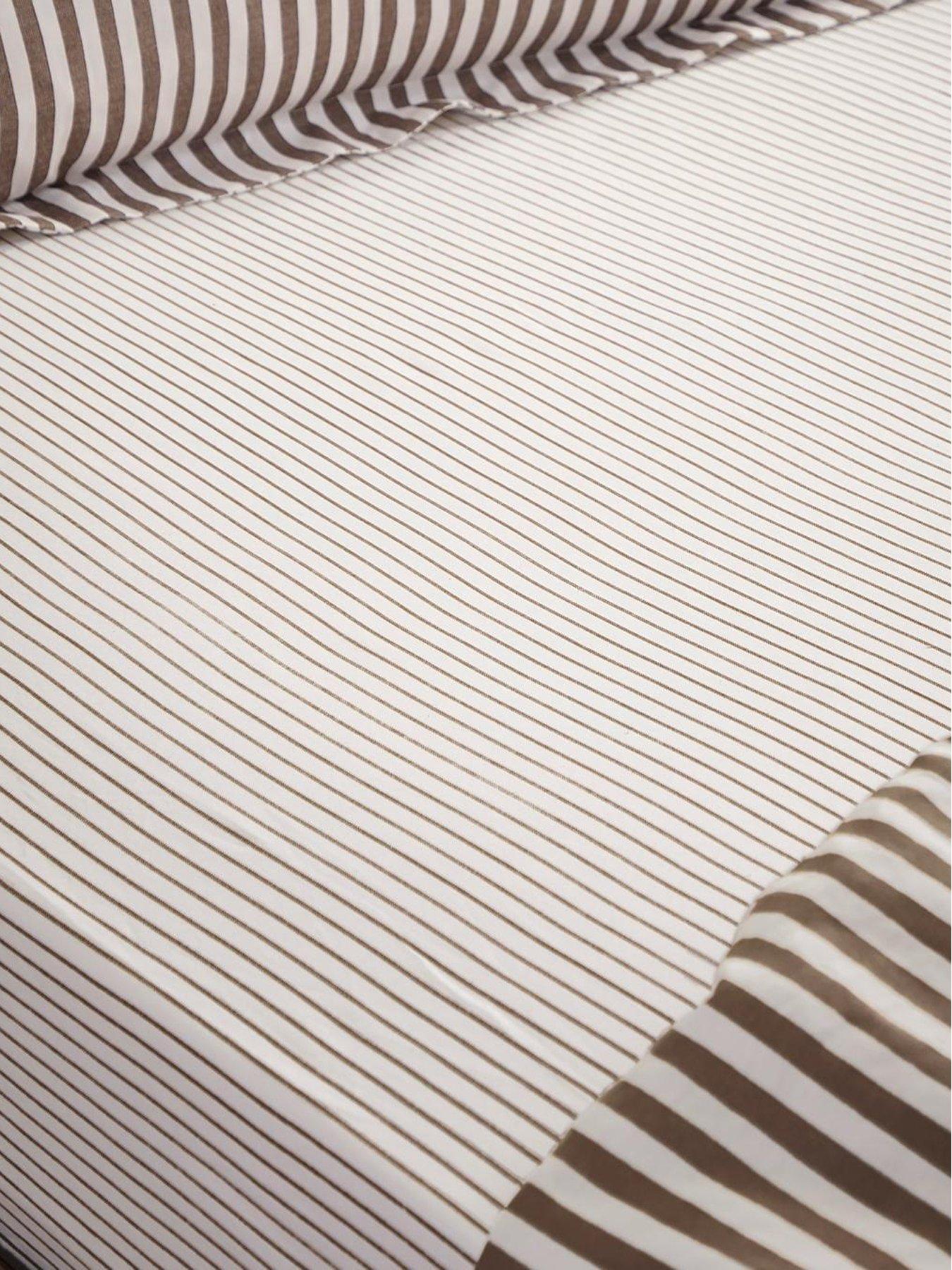 Yard Hebden Barton Narrow Stripe Fitted Sheet Espresso Brown