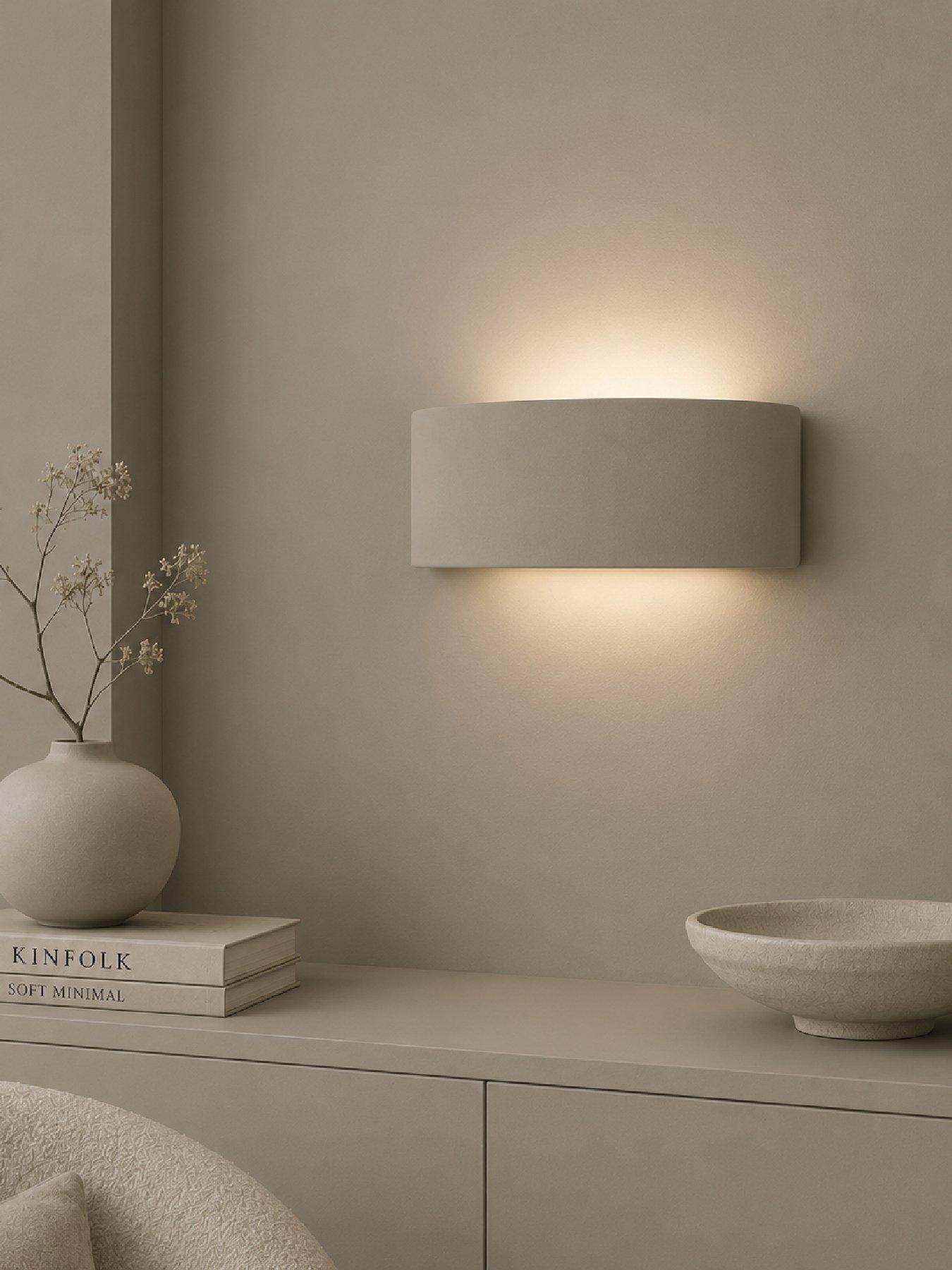ValueLights Vincent Moss Green Curved Flush Wall Light and Warm White Bulb
