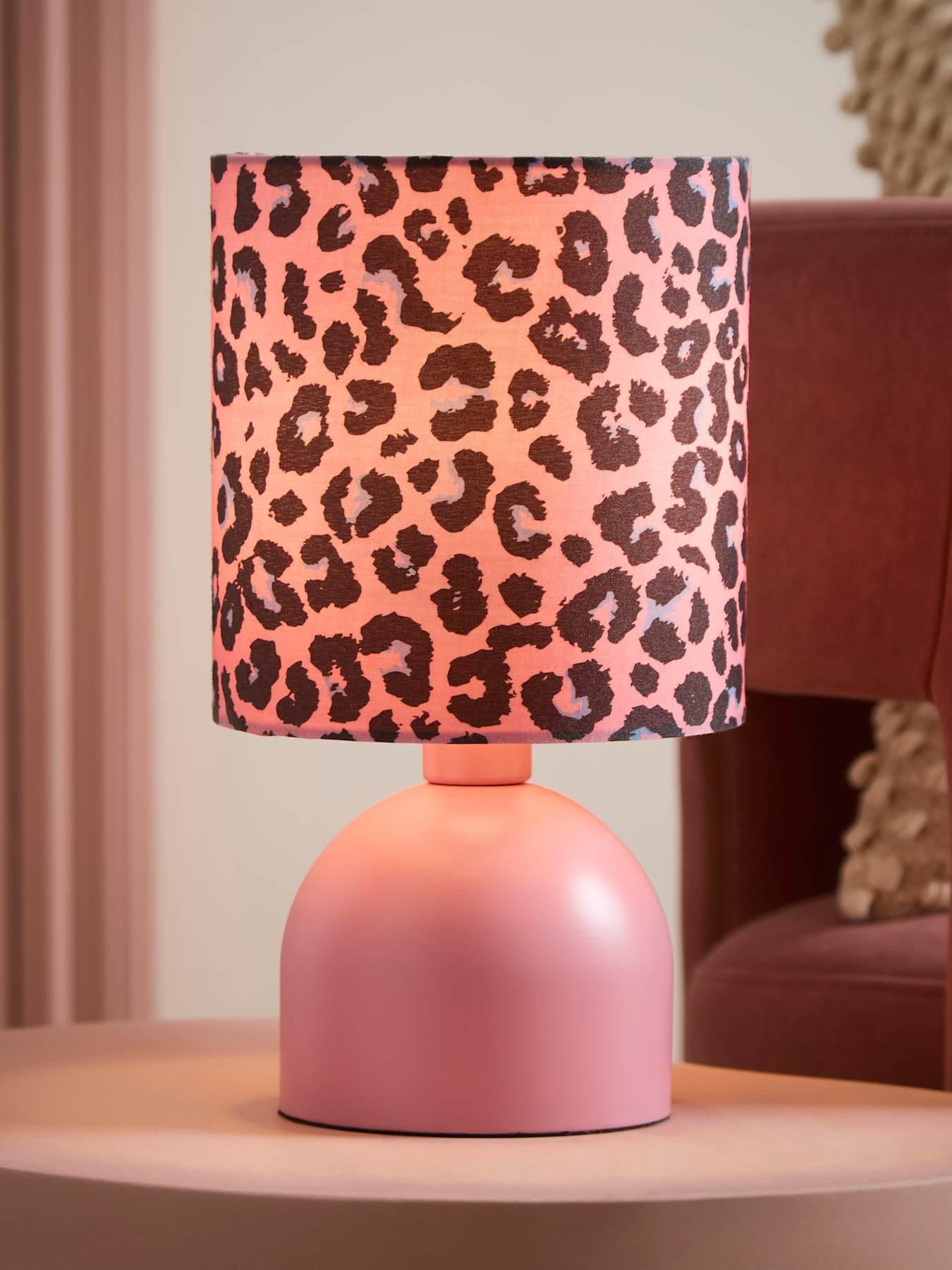 ValueLights Miley Pink Leopard Table Lamp and Warm White Bulb