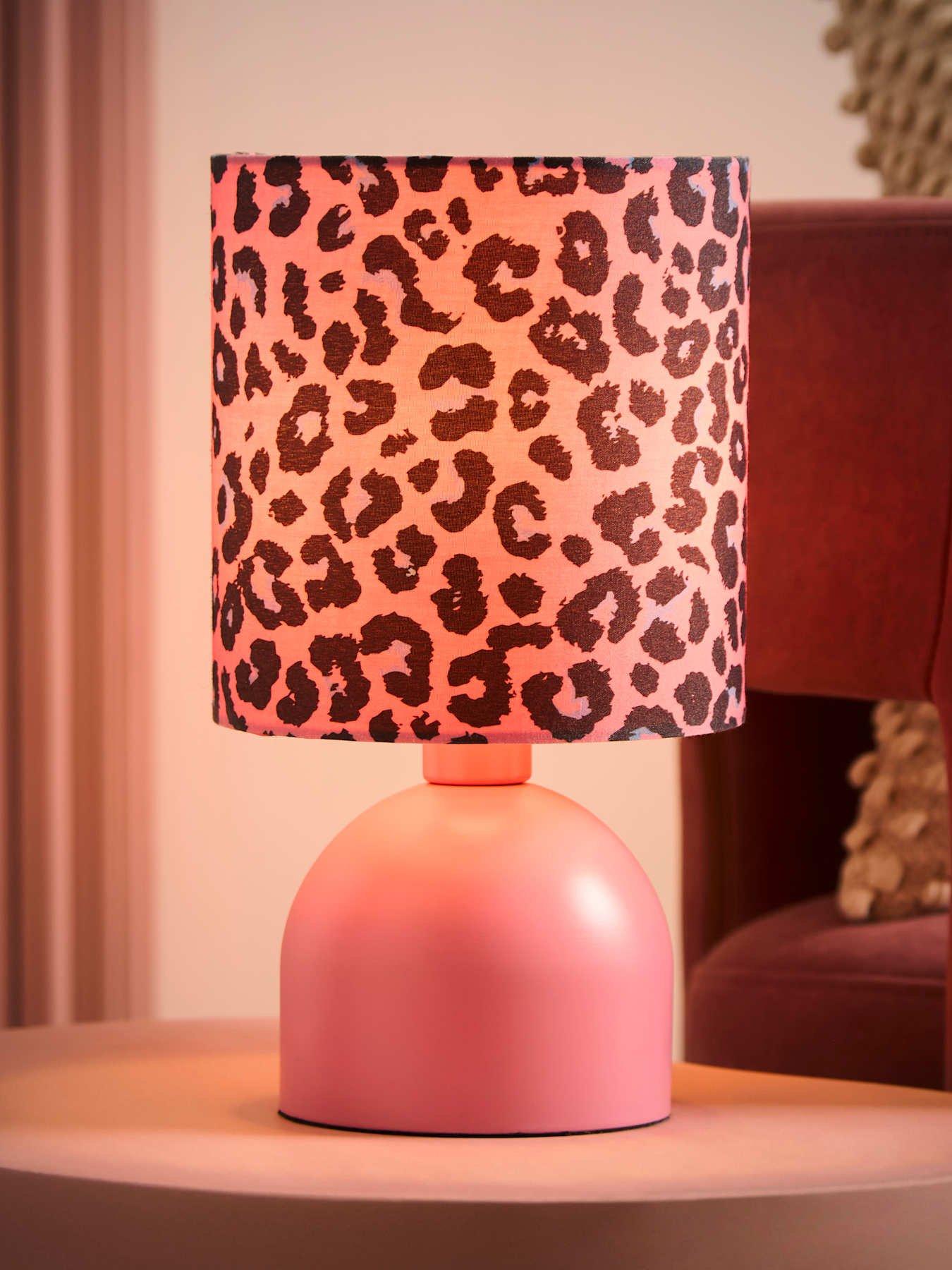 Image 3 of 6 of ValueLights Miley Pink Leopard Table Lamp and Warm White Bulb