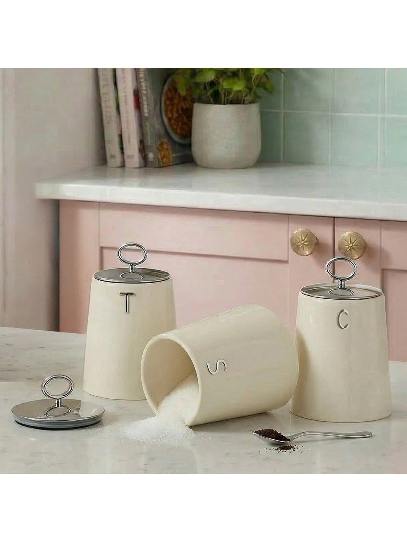 Image 6 of 6 of Salter Salter Retro 3pc Canister Set Cream