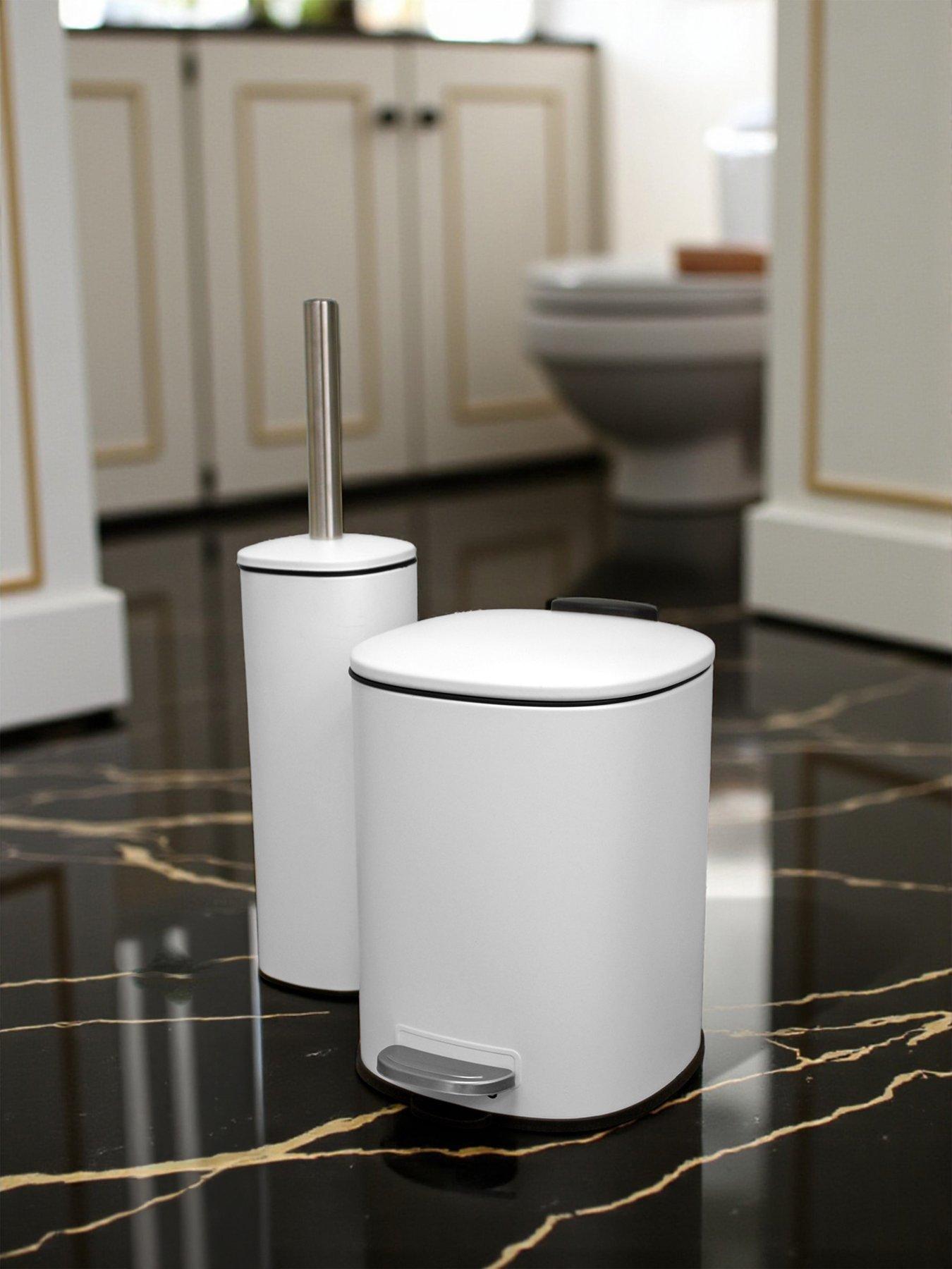 Image 1 of 6 of Showerdrape Showerdrape Capri White 3l Bathroom Bin &amp; Toilet Brush Set