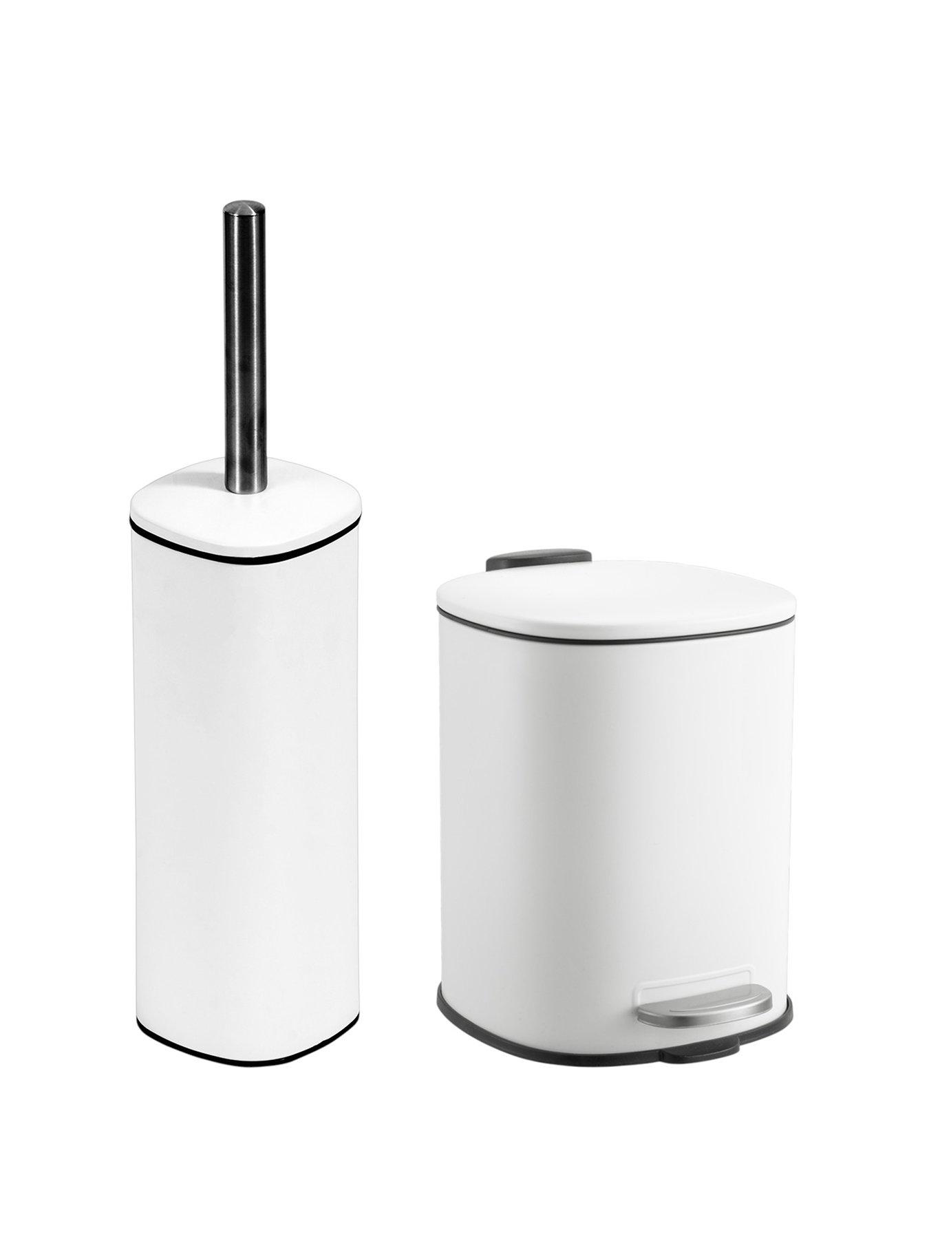 Image 2 of 6 of Showerdrape Showerdrape Capri White 3l Bathroom Bin &amp; Toilet Brush Set