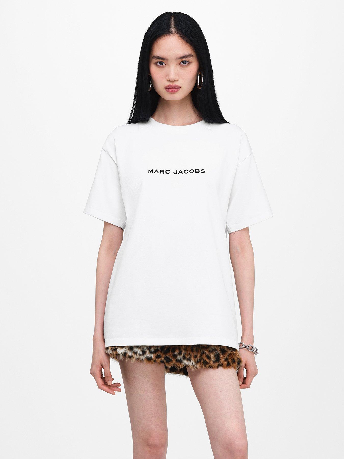 Image 2 of 5 of MARC JACOBS Womens Oversized Bow Logo T-Shirt - White