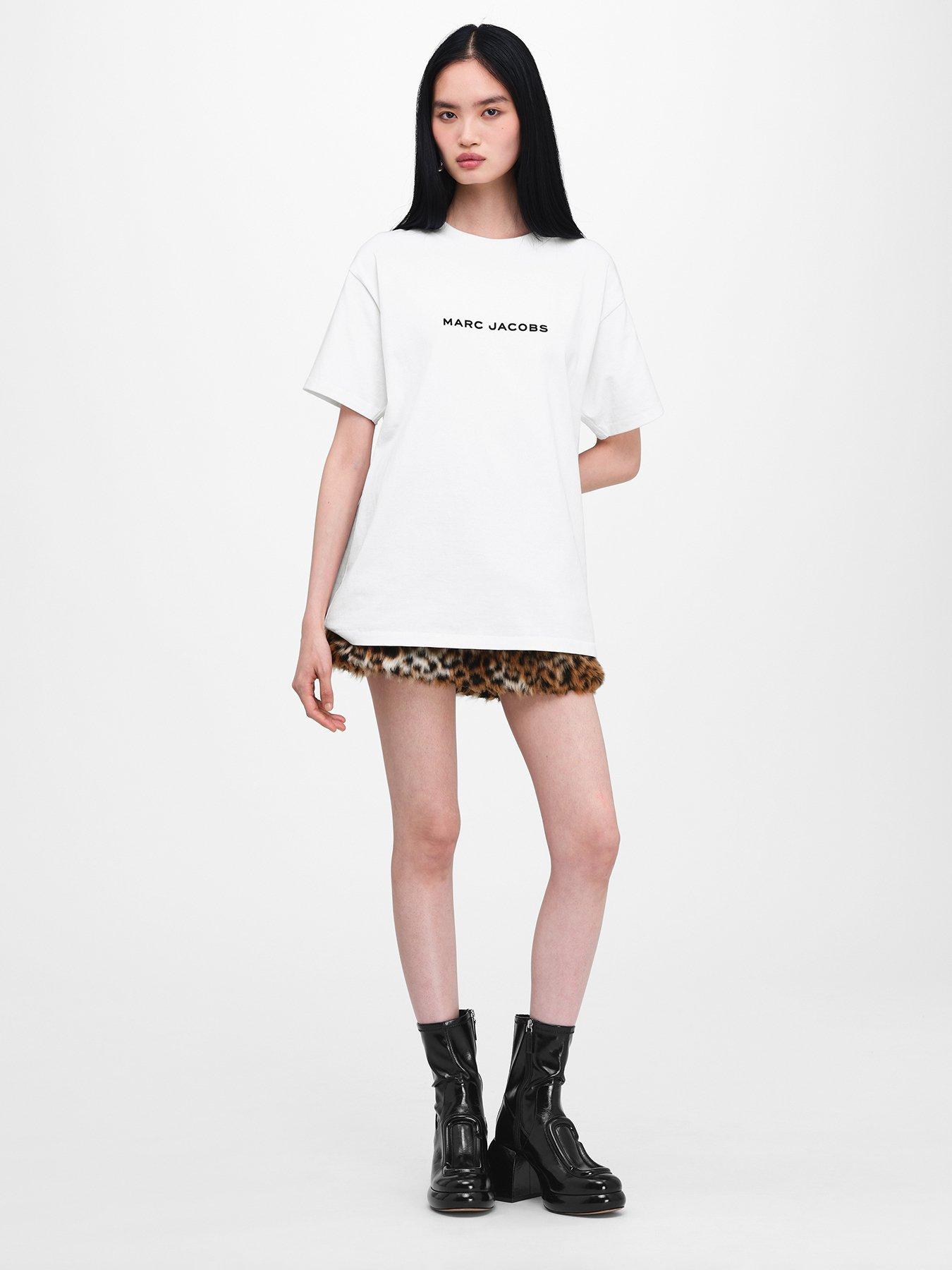 Image 3 of 5 of MARC JACOBS Womens Oversized Bow Logo T-Shirt - White