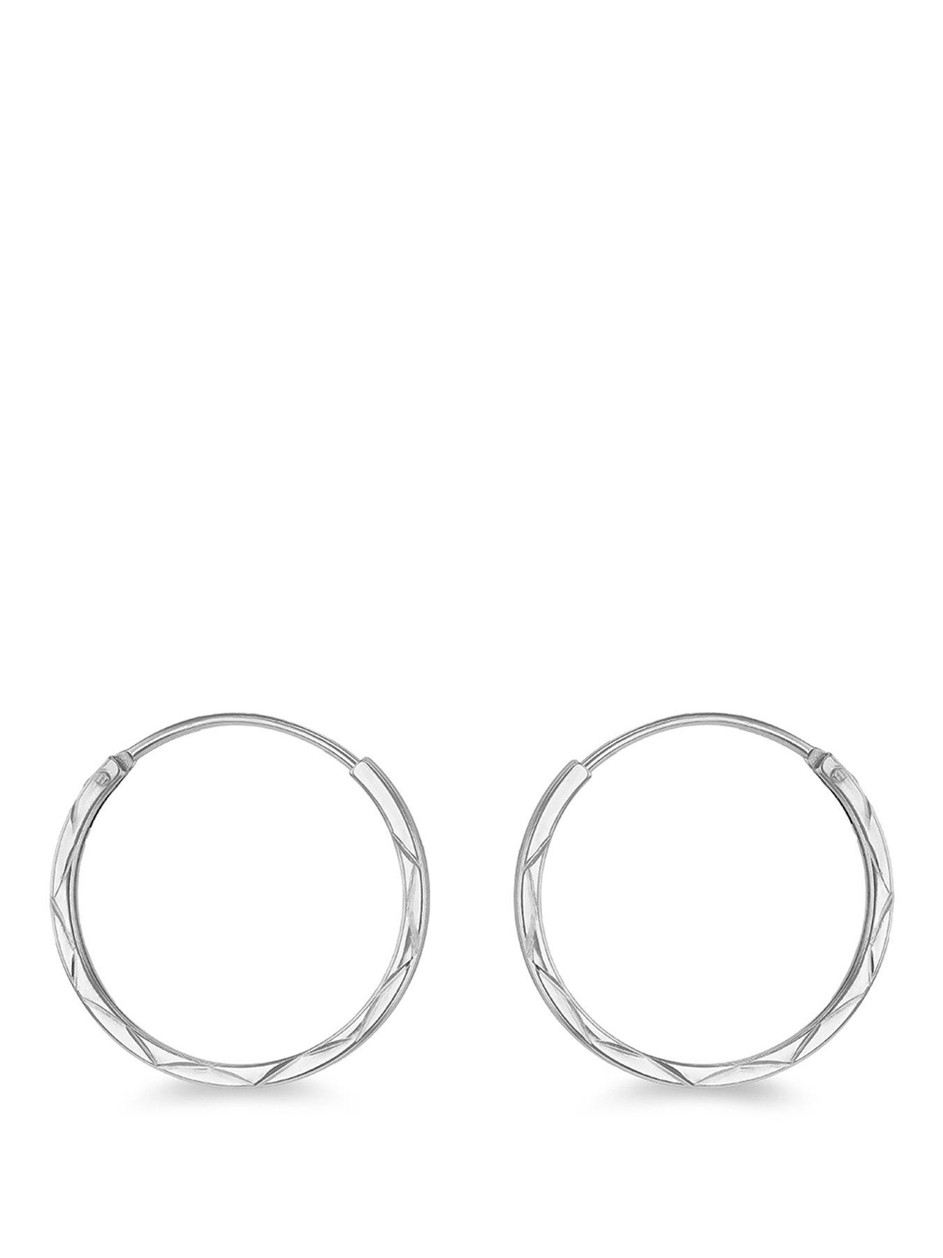 Image 1 of 4 of The Love Collection Sterling Silver Diamond Cut Earrings