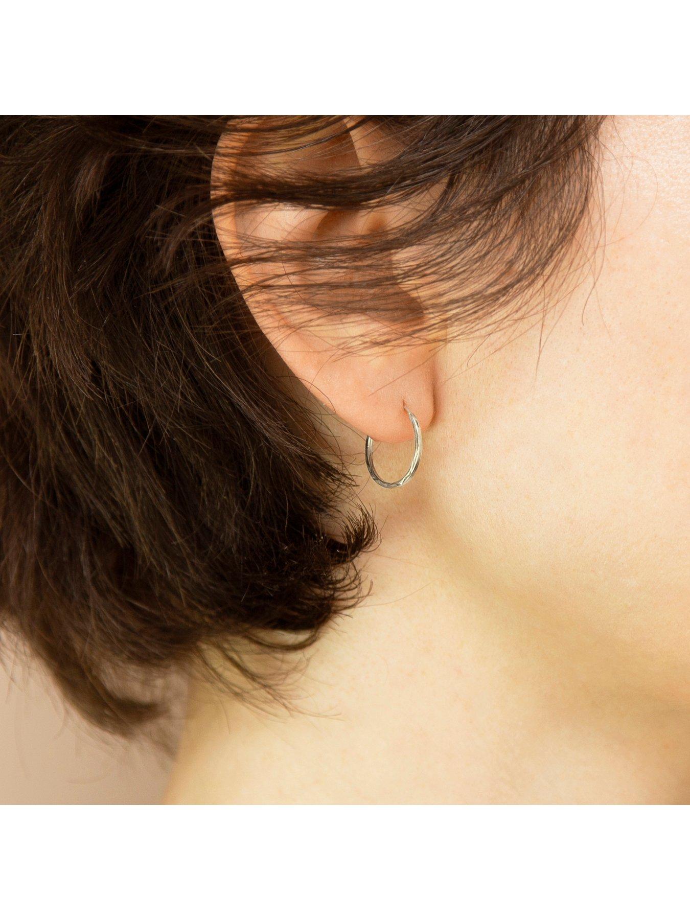 Image 4 of 4 of The Love Collection Sterling Silver Diamond Cut Earrings