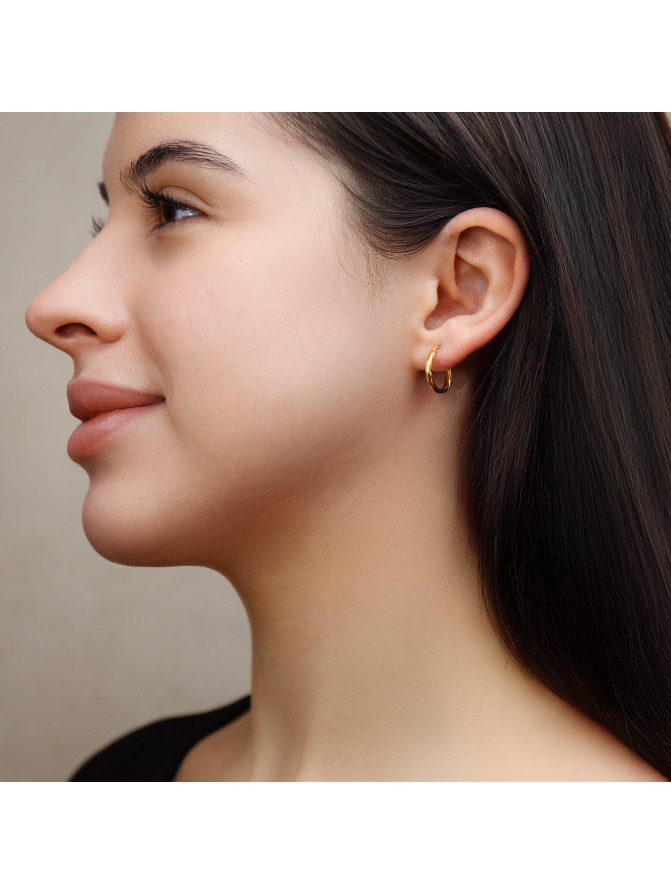 Image 4 of 4 of The Love Collection Sterling Silver 9ct Creole Earring