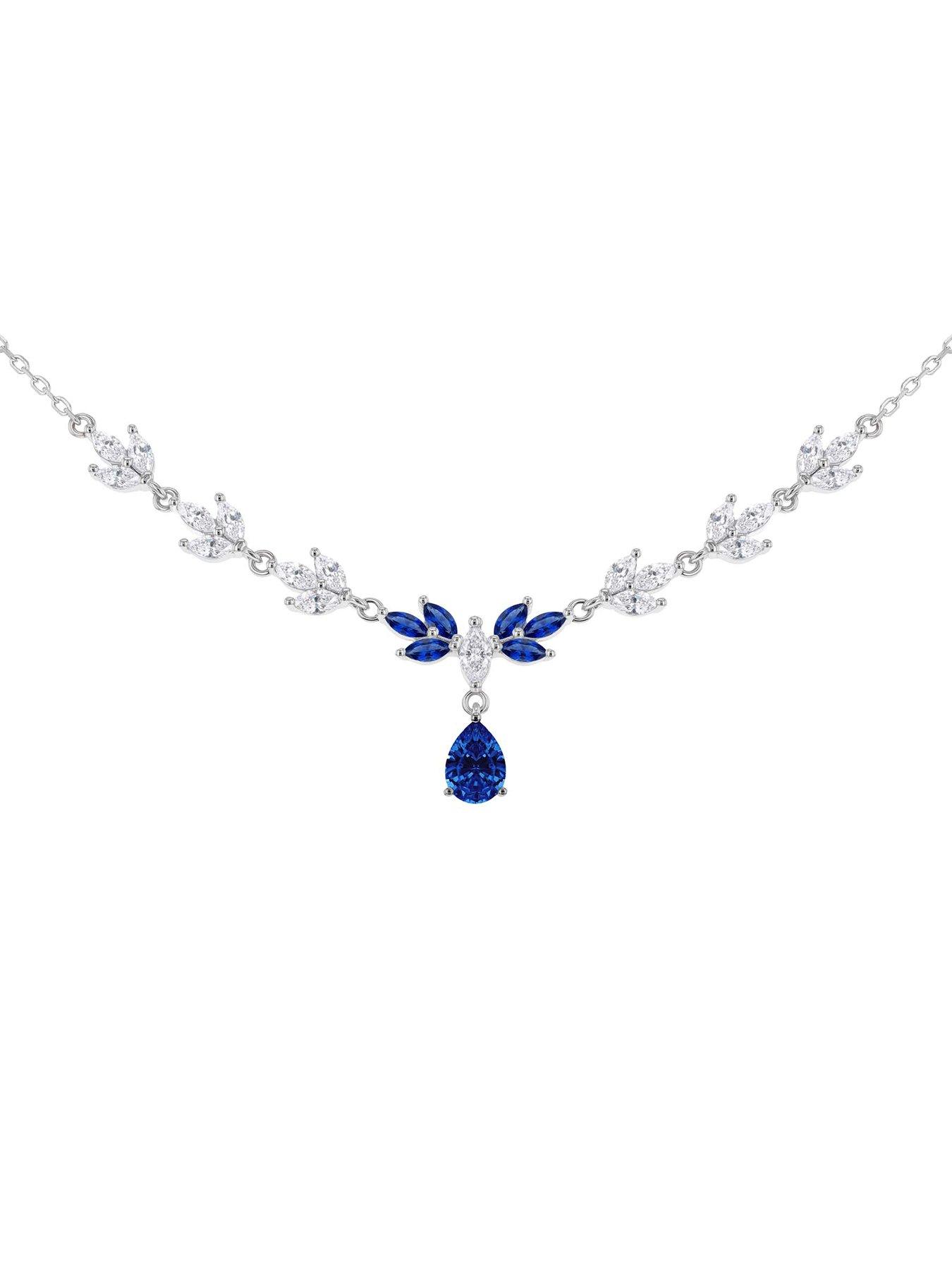 Image 2 of 6 of The Love Collection Sterling Silver Rhodium Plated Glass Necklet