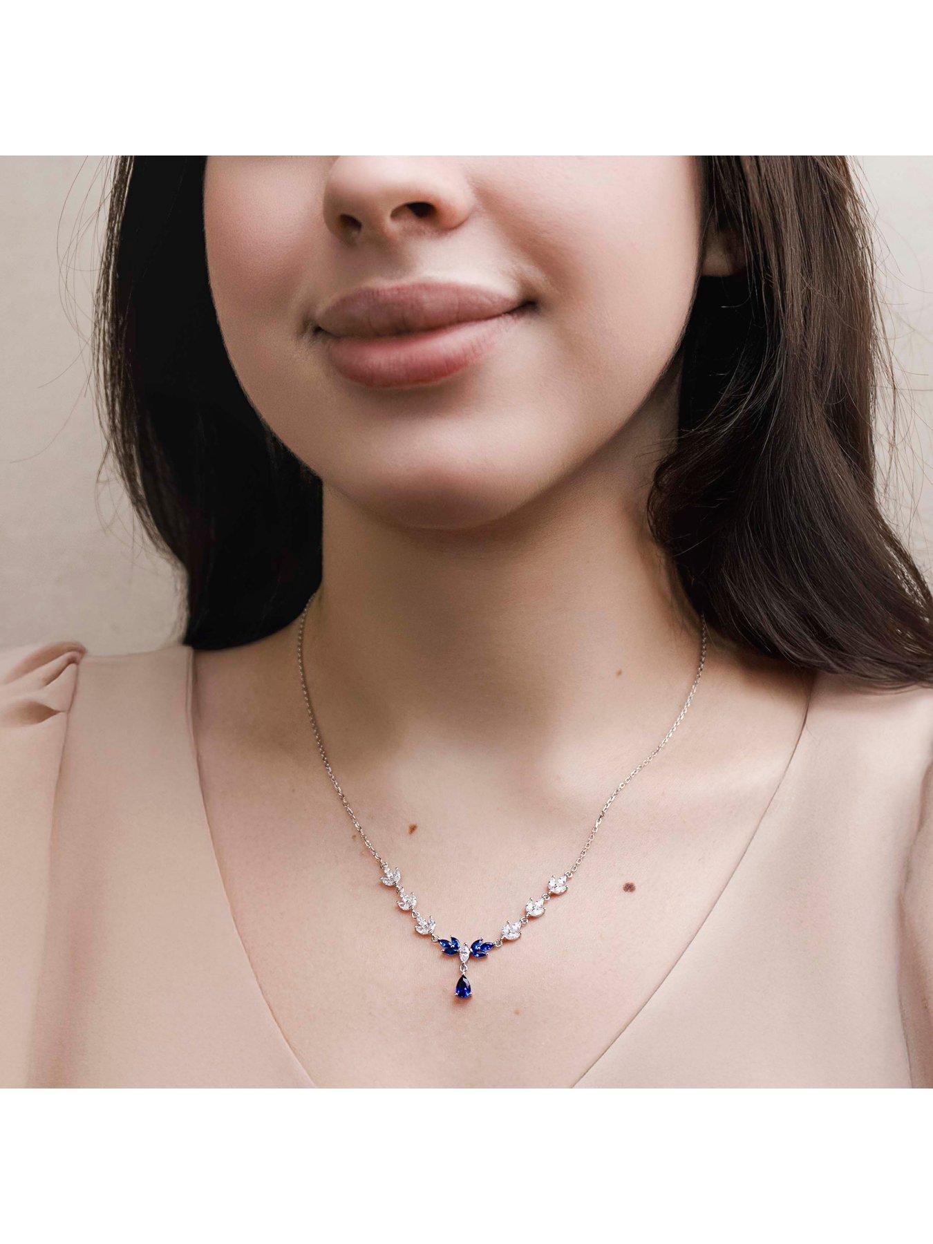 Image 4 of 6 of The Love Collection Sterling Silver Rhodium Plated Glass Necklet