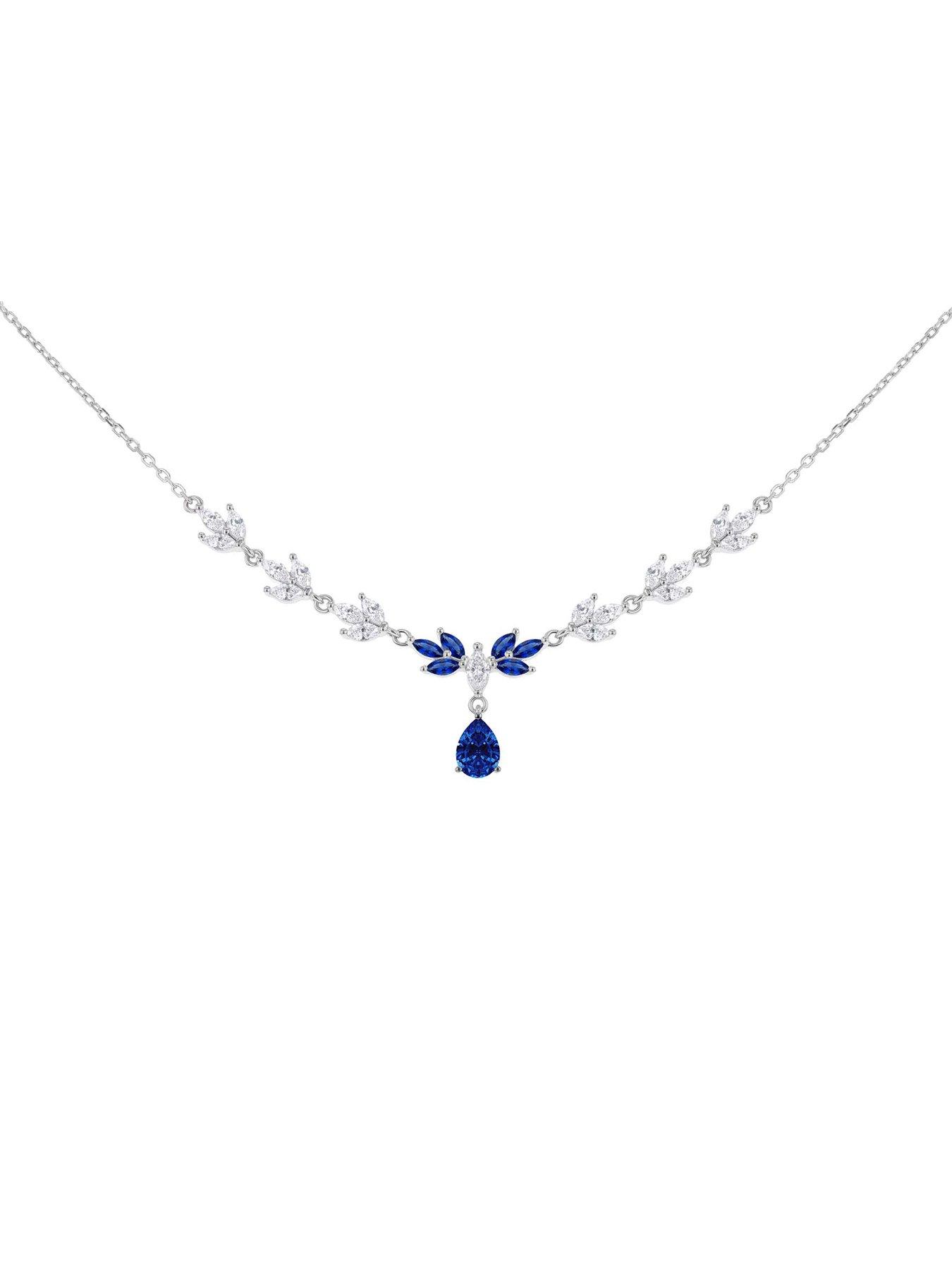 Image 5 of 6 of The Love Collection Sterling Silver Rhodium Plated Glass Necklet