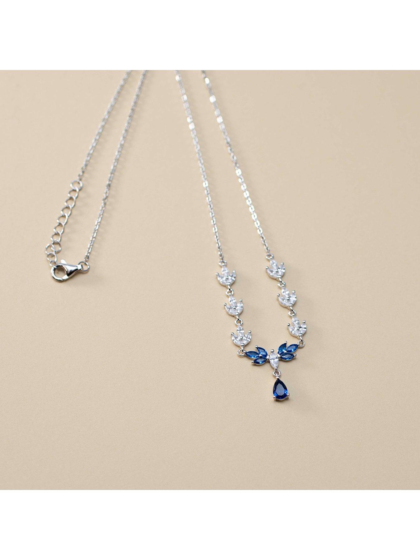 Image 6 of 6 of The Love Collection Sterling Silver Rhodium Plated Glass Necklet
