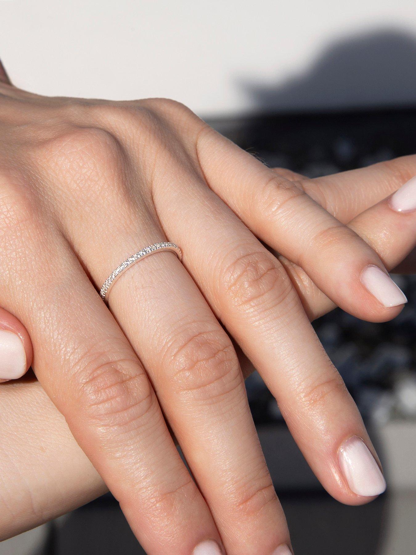 Image 1 of 6 of The Love Collection Sterling Silver 1.5mm White Cubic Zirconia Eternity Ring