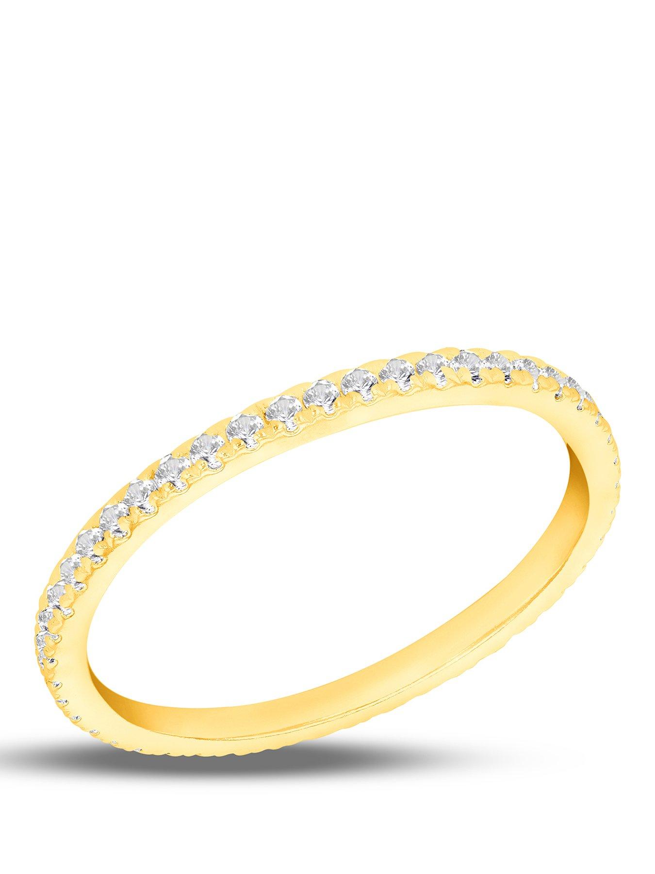 The Love Collection Sterling Silver Yellow Gold Plated  40 x  1.5mm White CZ Eternity Ring