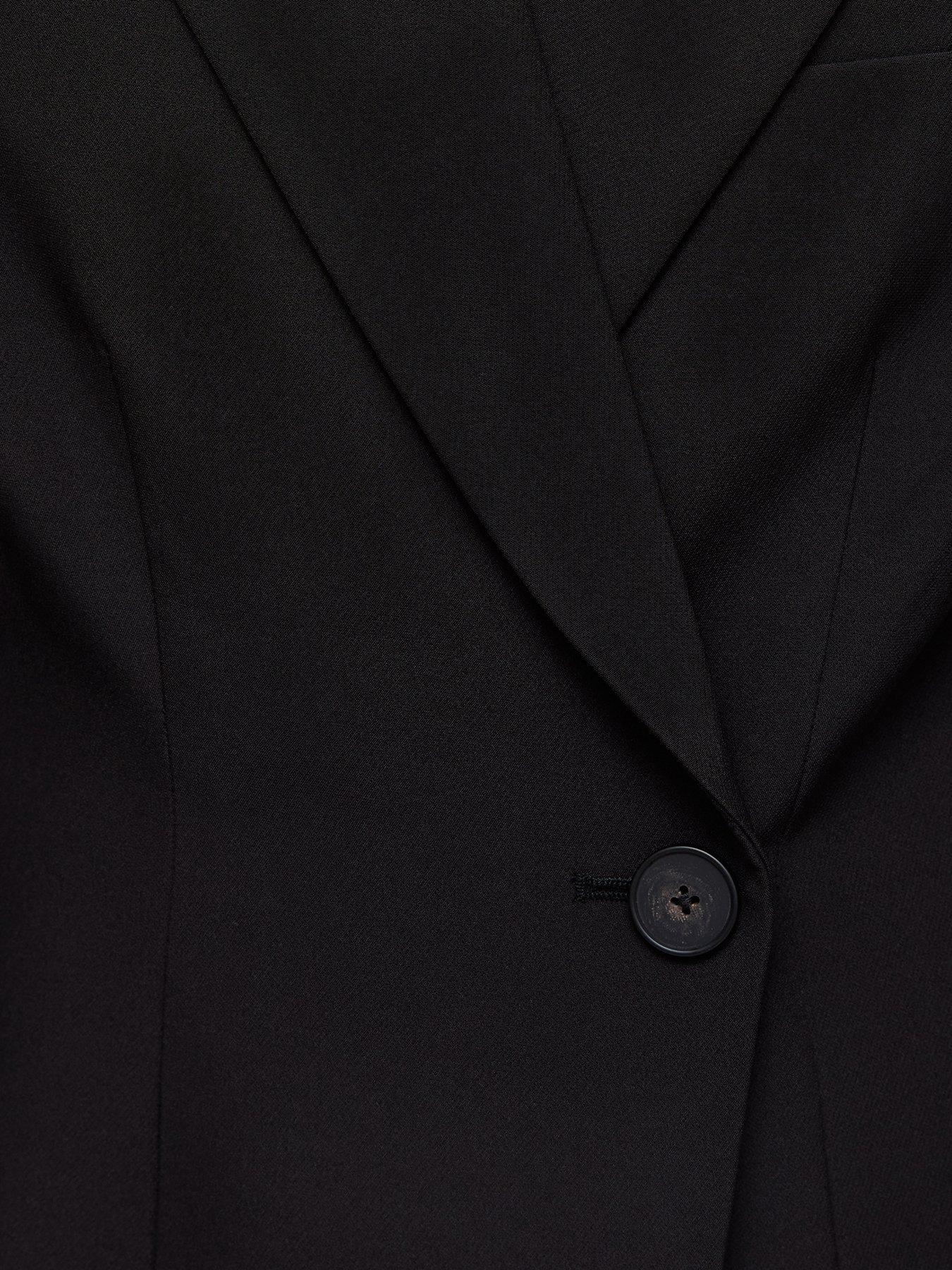 Image 6 of 6 of New Look Womens Power Shoulder Single-Button Blazer - Black