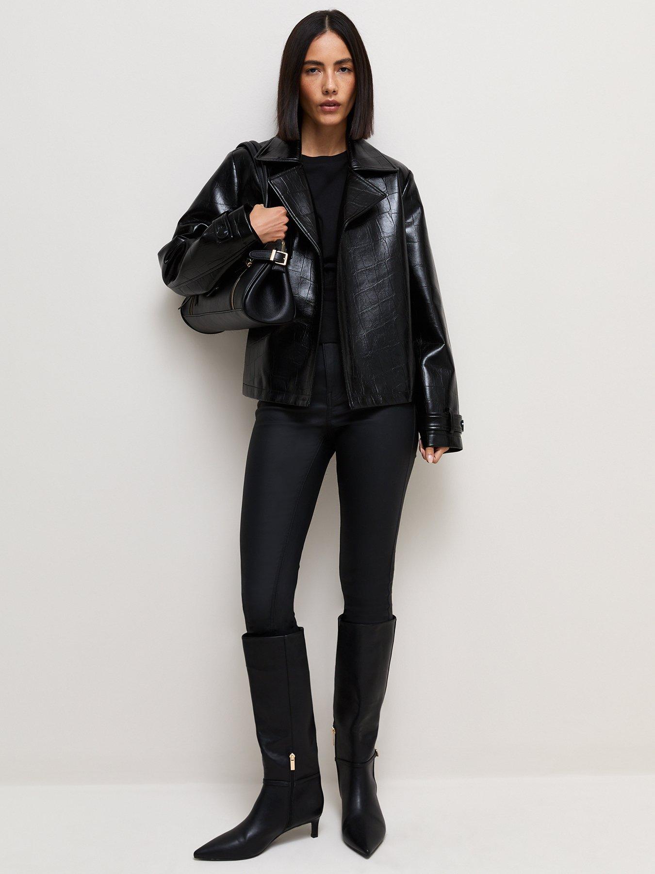 Image 4 of 6 of New Look Black Cotton Rich Long Sleeve Wide Waistband Top