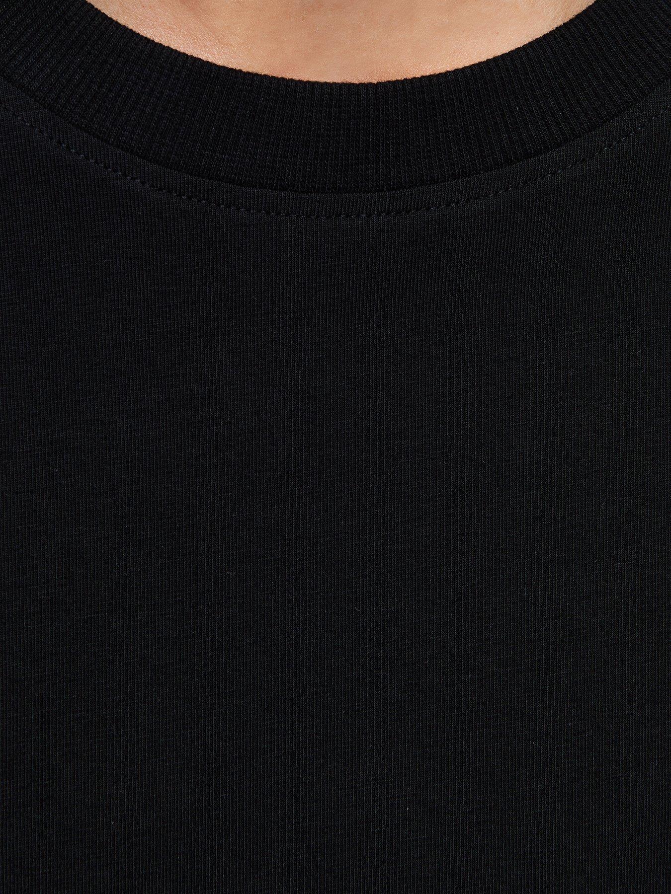 Image 6 of 6 of New Look Black Cotton Rich Long Sleeve Wide Waistband Top