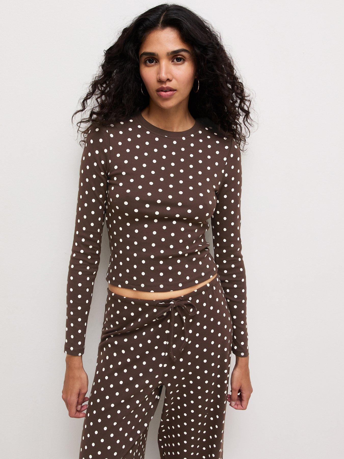 New Look Polka Dot Long Sleeve Baby T-Shirt - Brown