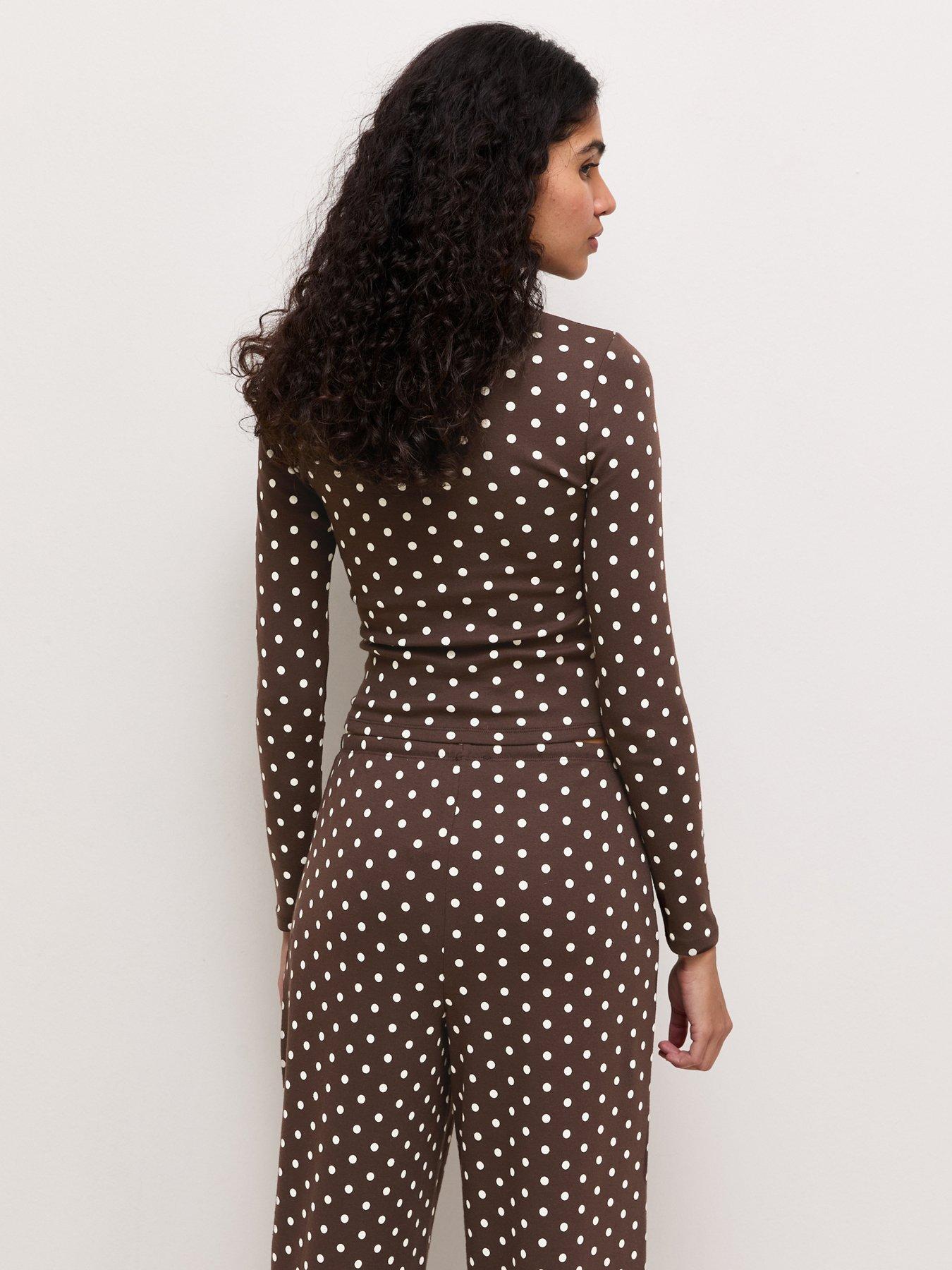 Image 2 of 6 of New Look Polka Dot Long Sleeve Baby T-Shirt - Brown