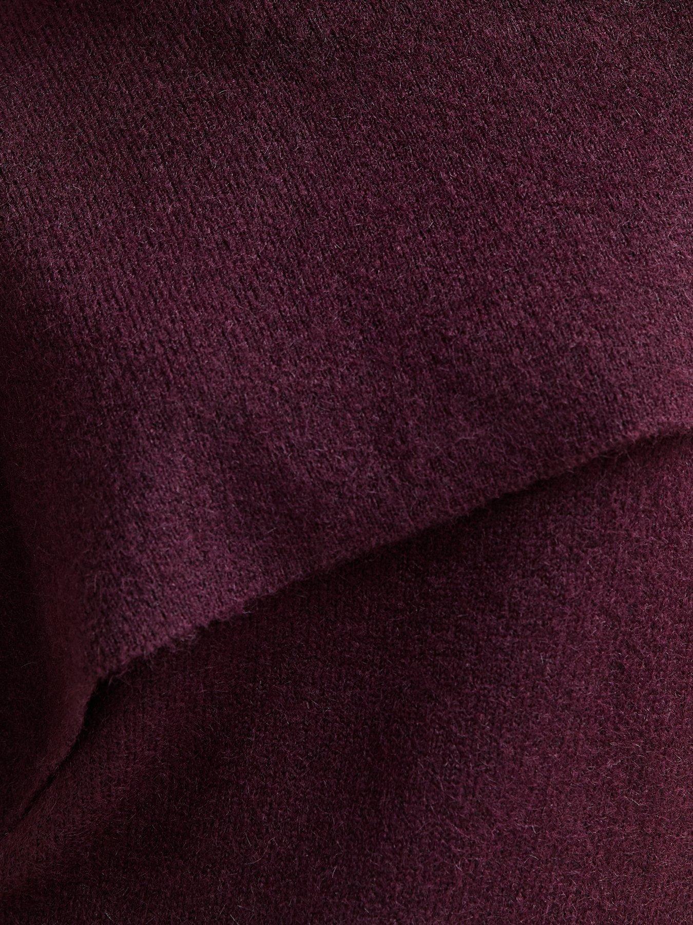 Image 6 of 6 of New Look Womens Asymmetric Bardot Collar Jumper - Burgundy