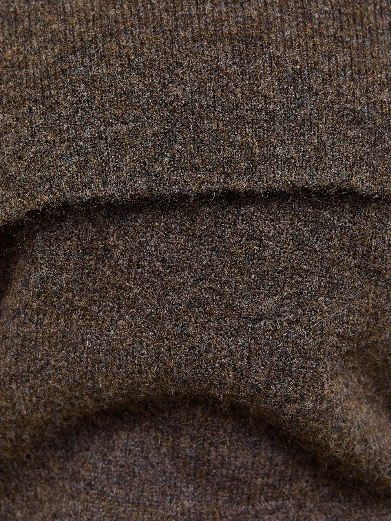 Image 5 of 5 of New Look Womens Bardot Asymmetric Collar Soft-Touch Jumper - Brown