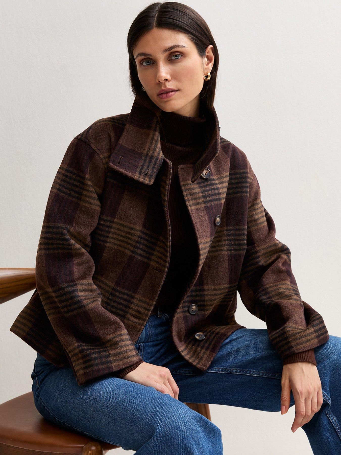 Image 1 of 3 of New Look VDE SURREY CHECK FUNNEL JACKET